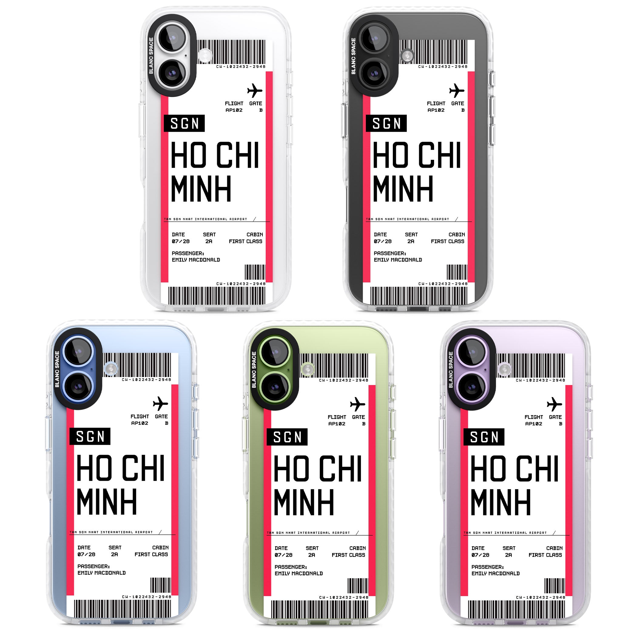 Personalised Ho Chi Minh Boarding Pass iPhone 17 Impact Clear Phone Case APT Impact Protection