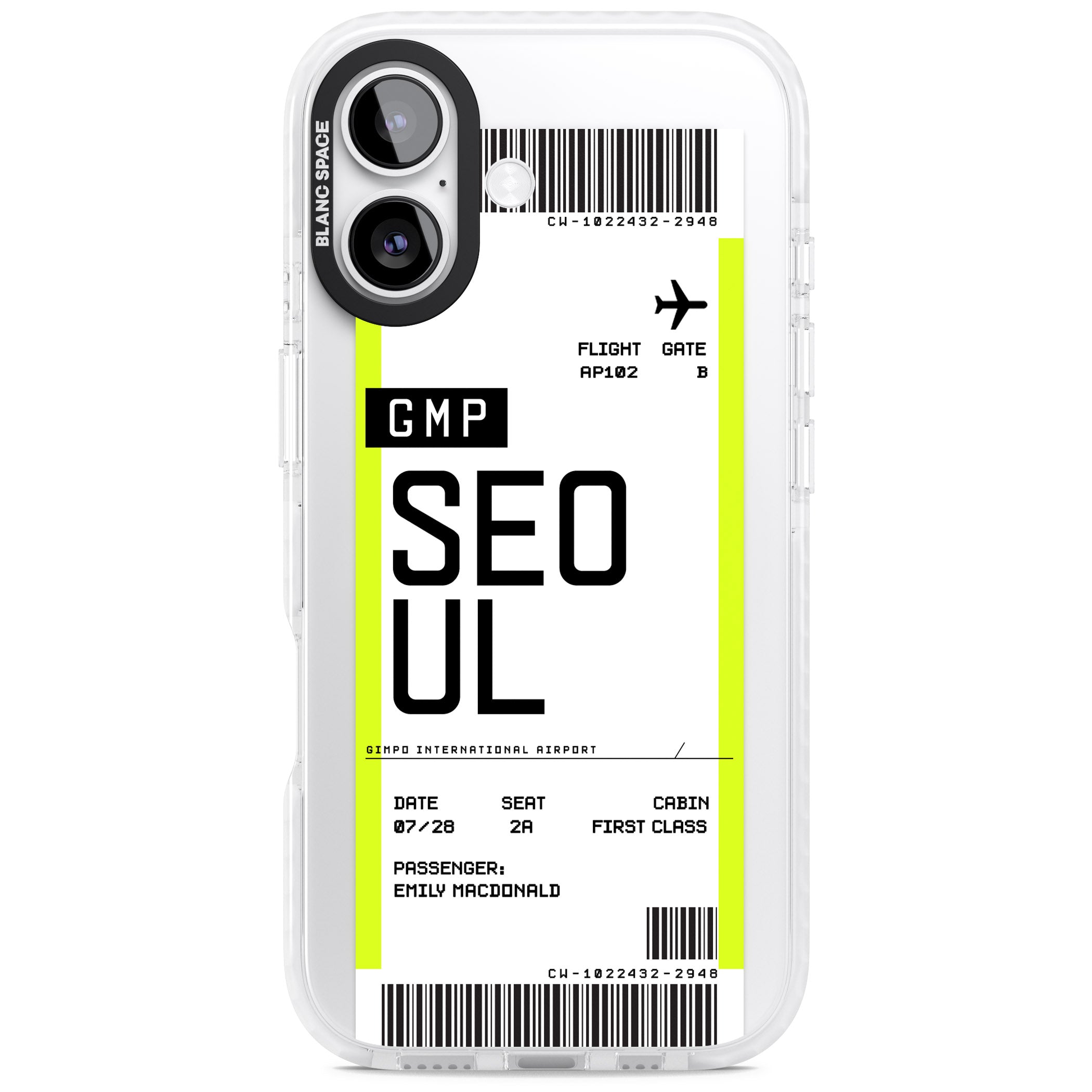 Personalised Seoul Boarding Pass iPhone 17 Impact Clear Phone Case