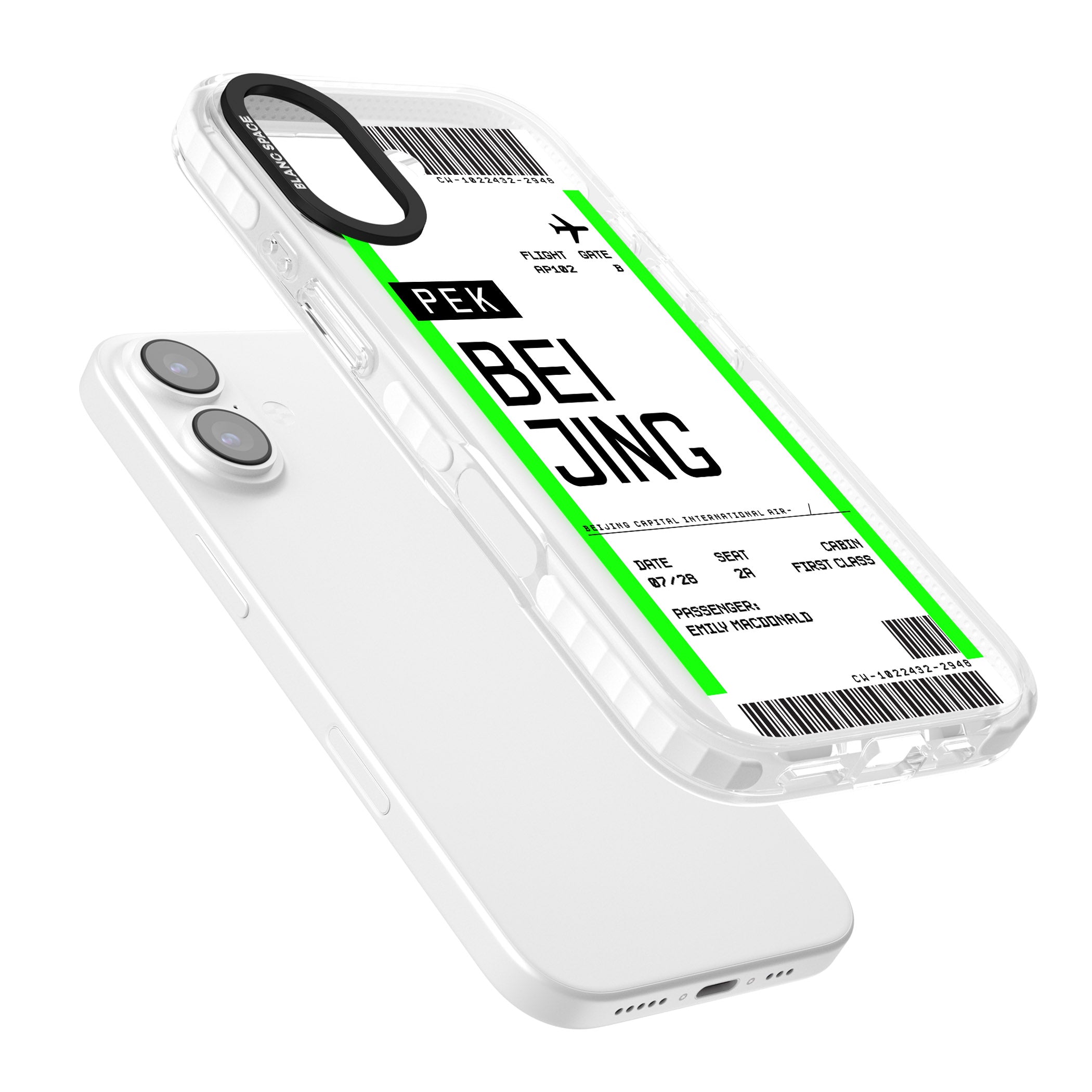 Personalised Beijing Boarding Pass iPhone 17 Impact Clear Phone Case Colours