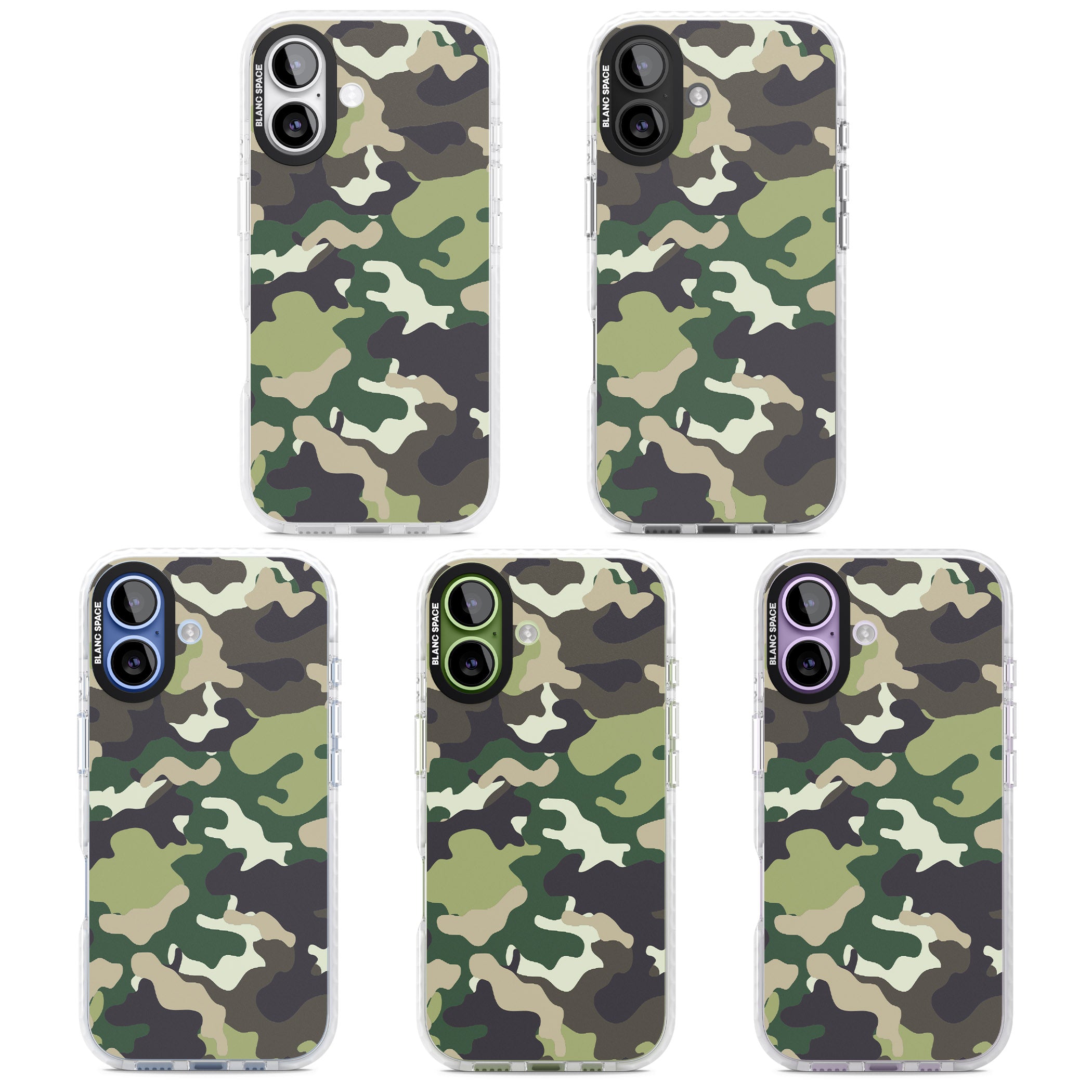 Green Camo iPhone 17 Impact Clear Phone Case APT Impact Protection