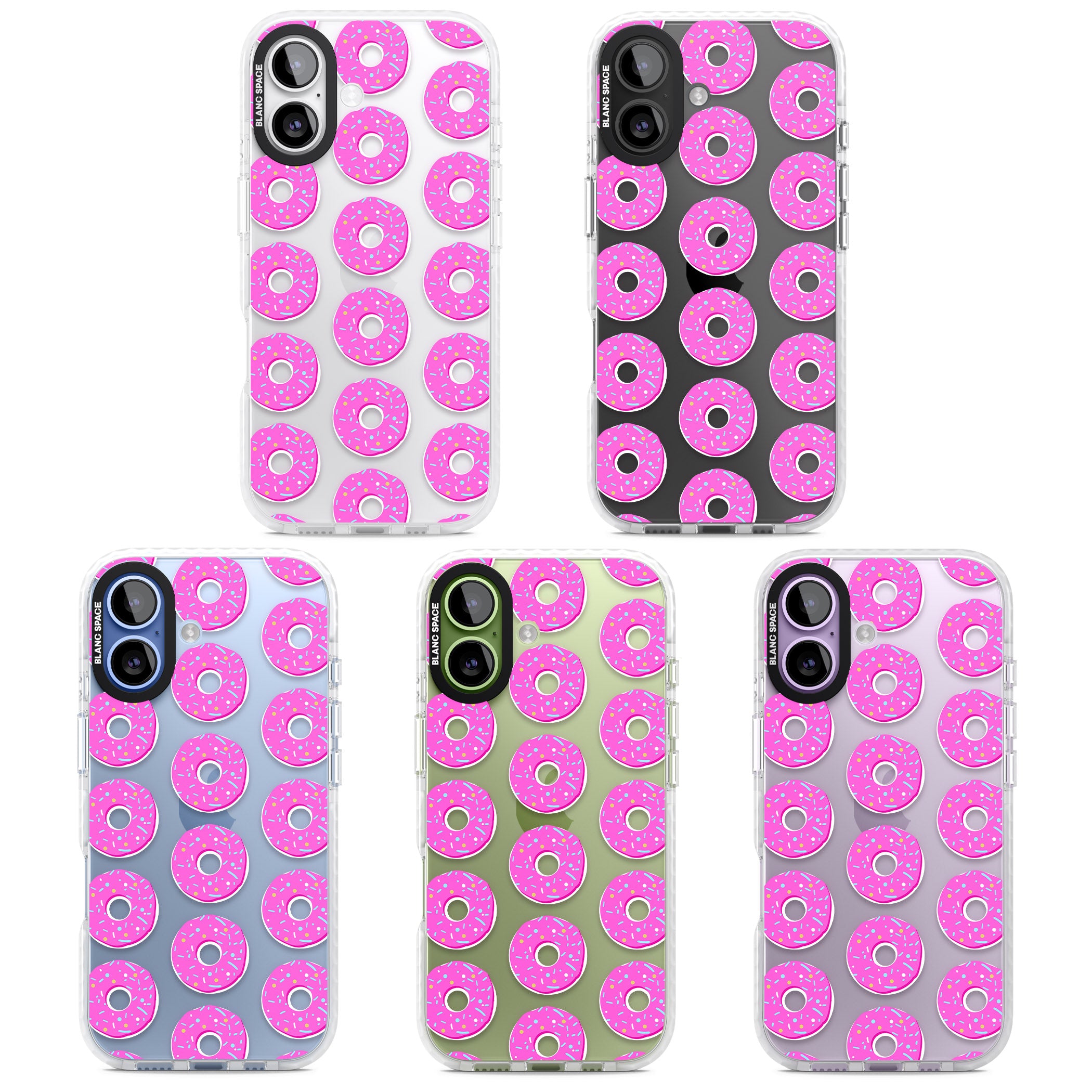 Pink Donut Pattern iPhone 17 Impact Clear Phone Case APT Impact Protection