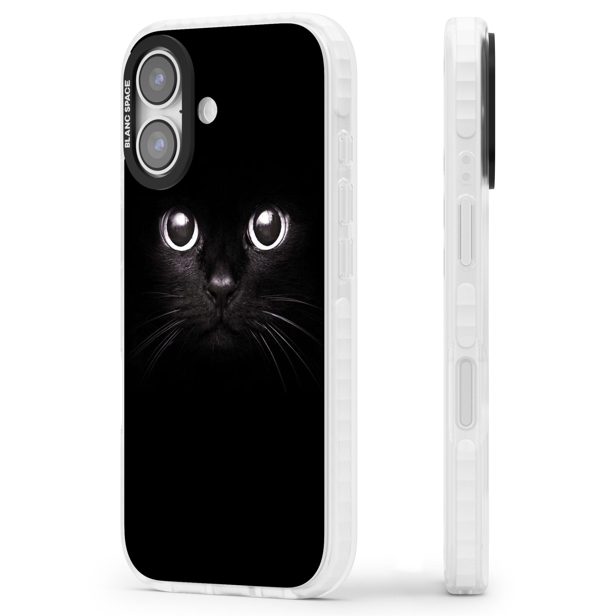 Black Cat iPhone 17 Impact Clear Phone Case Side Profile