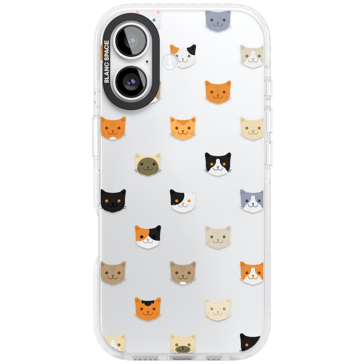 Cute Cat Face Transparent iPhone 16 / iPhone 16 Plus / iPhone 17 Impact Clear Phone Case front