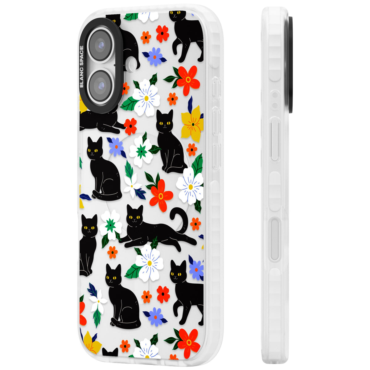 Cat Flowers iPhone 16 / iPhone 16 Plus / iPhone 17 Impact Clear Phone Case side