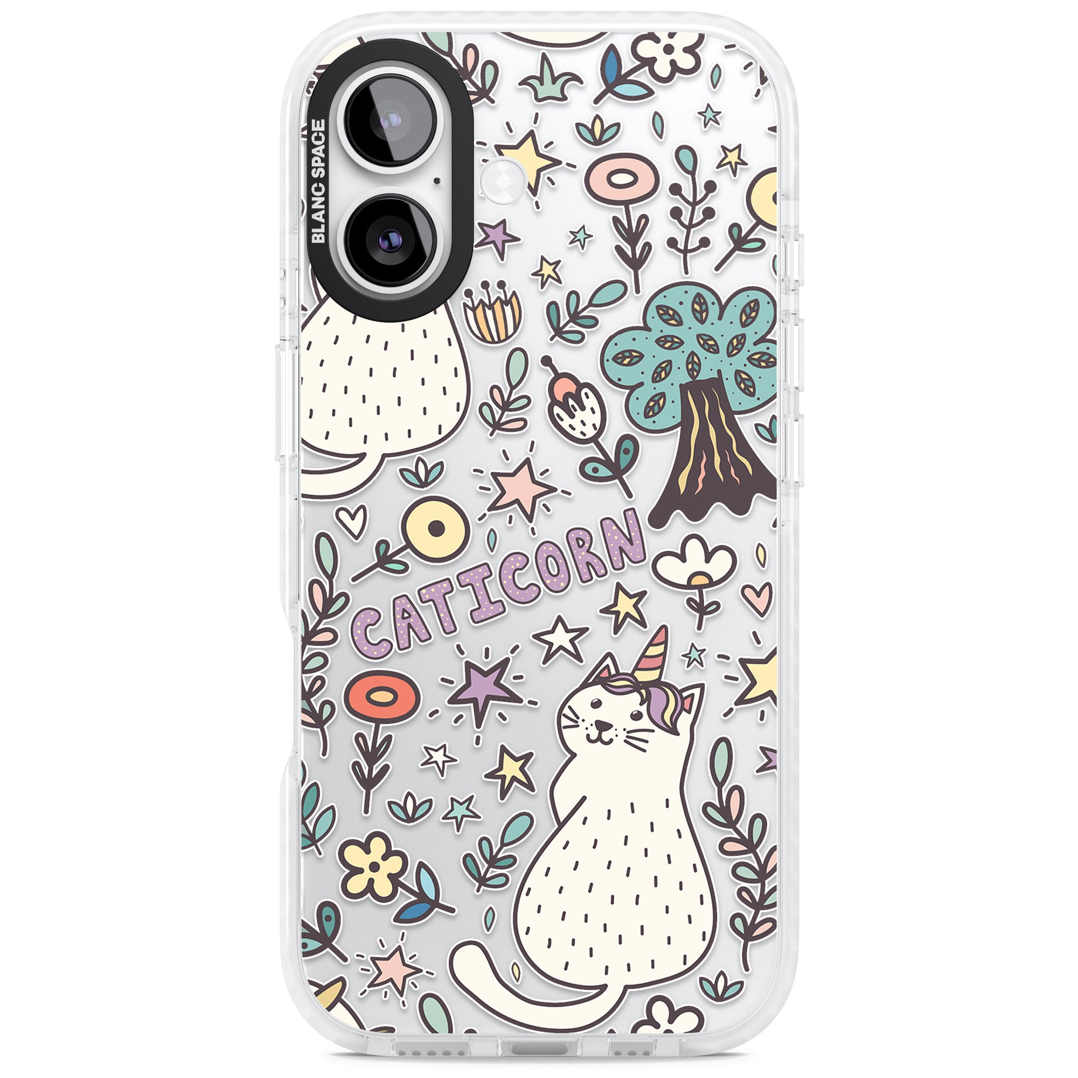 Caticorn Pattern iPhone 17 Impact Clear Phone Case