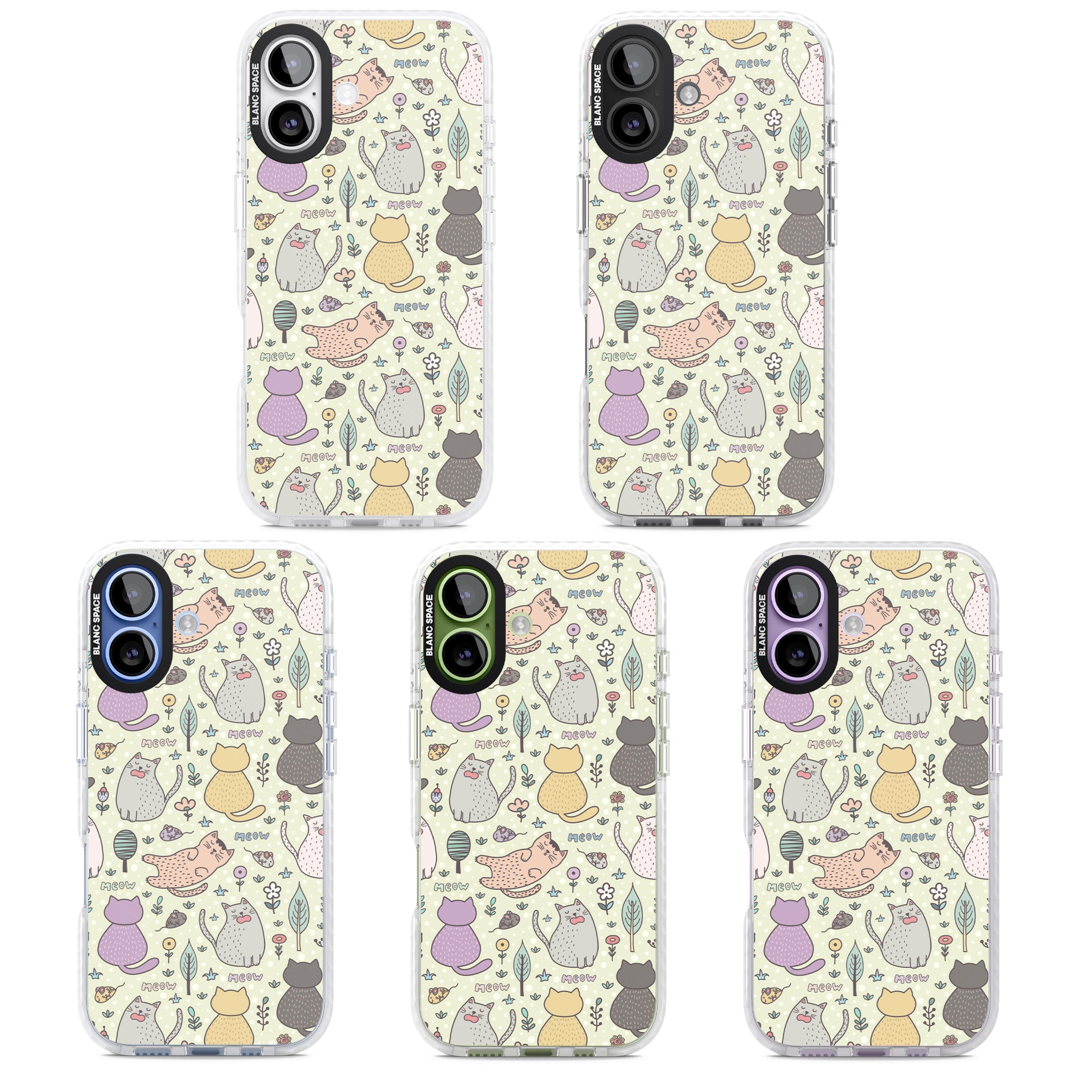 Cat Pattern Cream iPhone 17 Impact Clear Phone Case APT Impact Protection