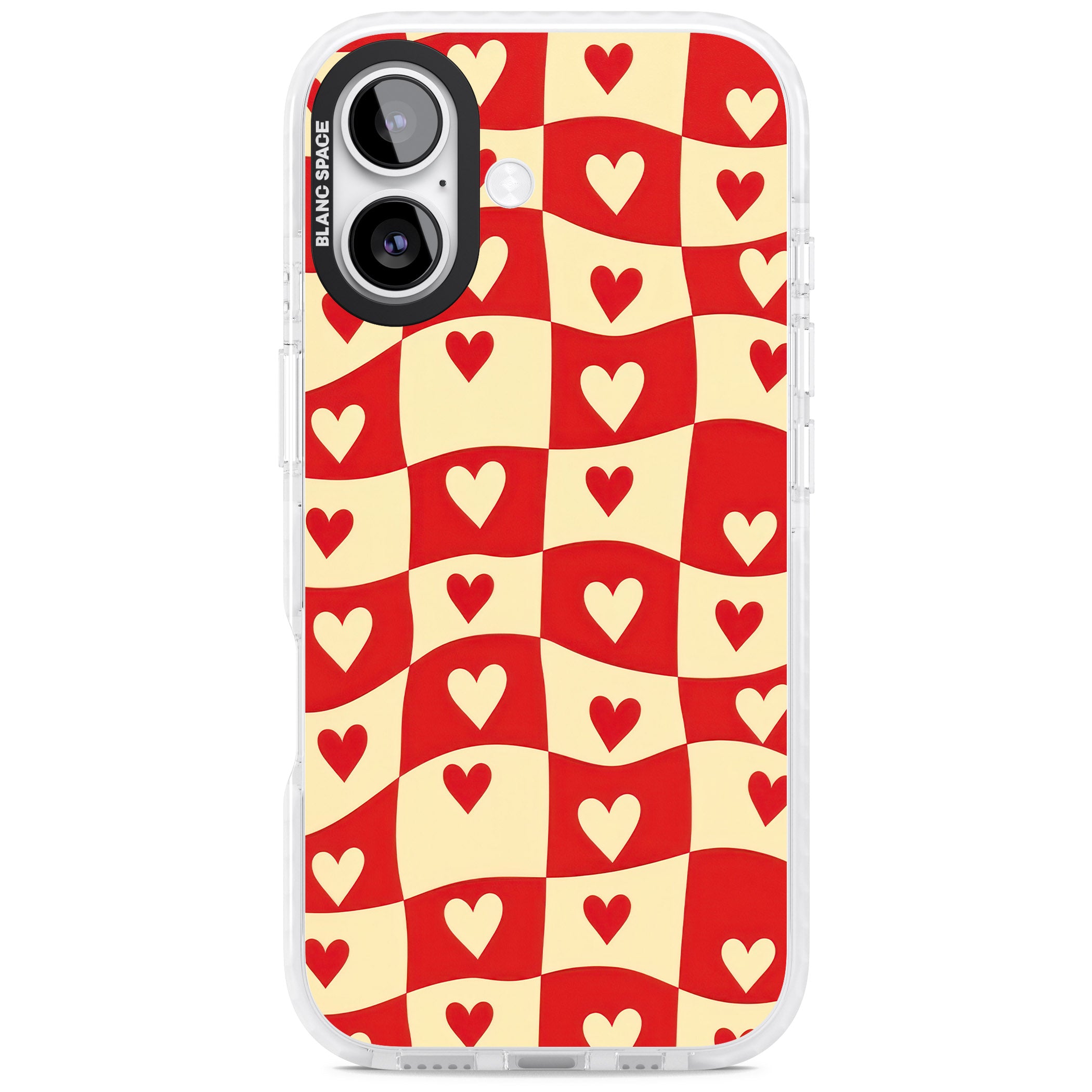 Red Wavy Checked & Hearts iPhone 17 Impact Clear Phone Case