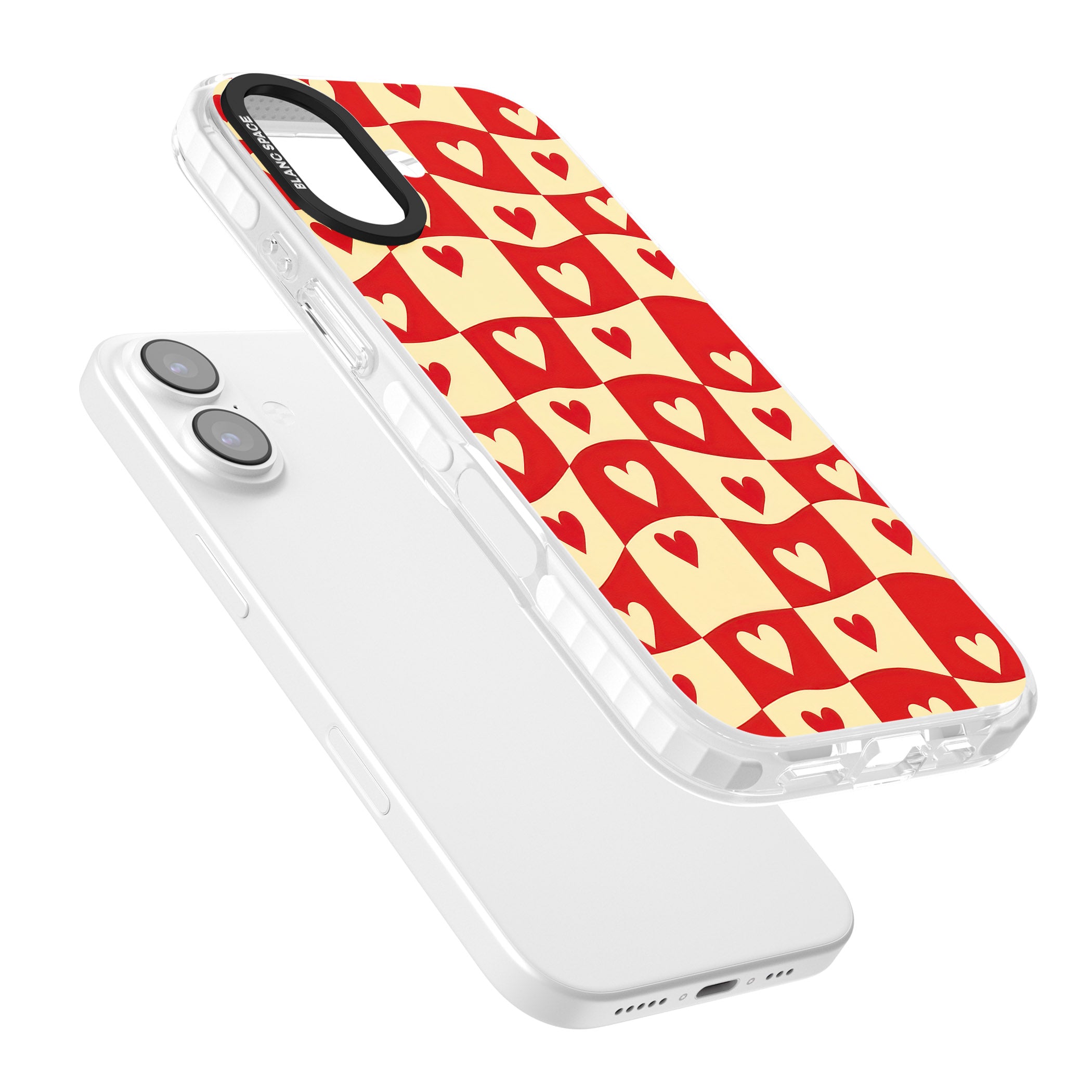 Red Wavy Checked & Hearts iPhone 17 Impact Clear Phone Case Colours