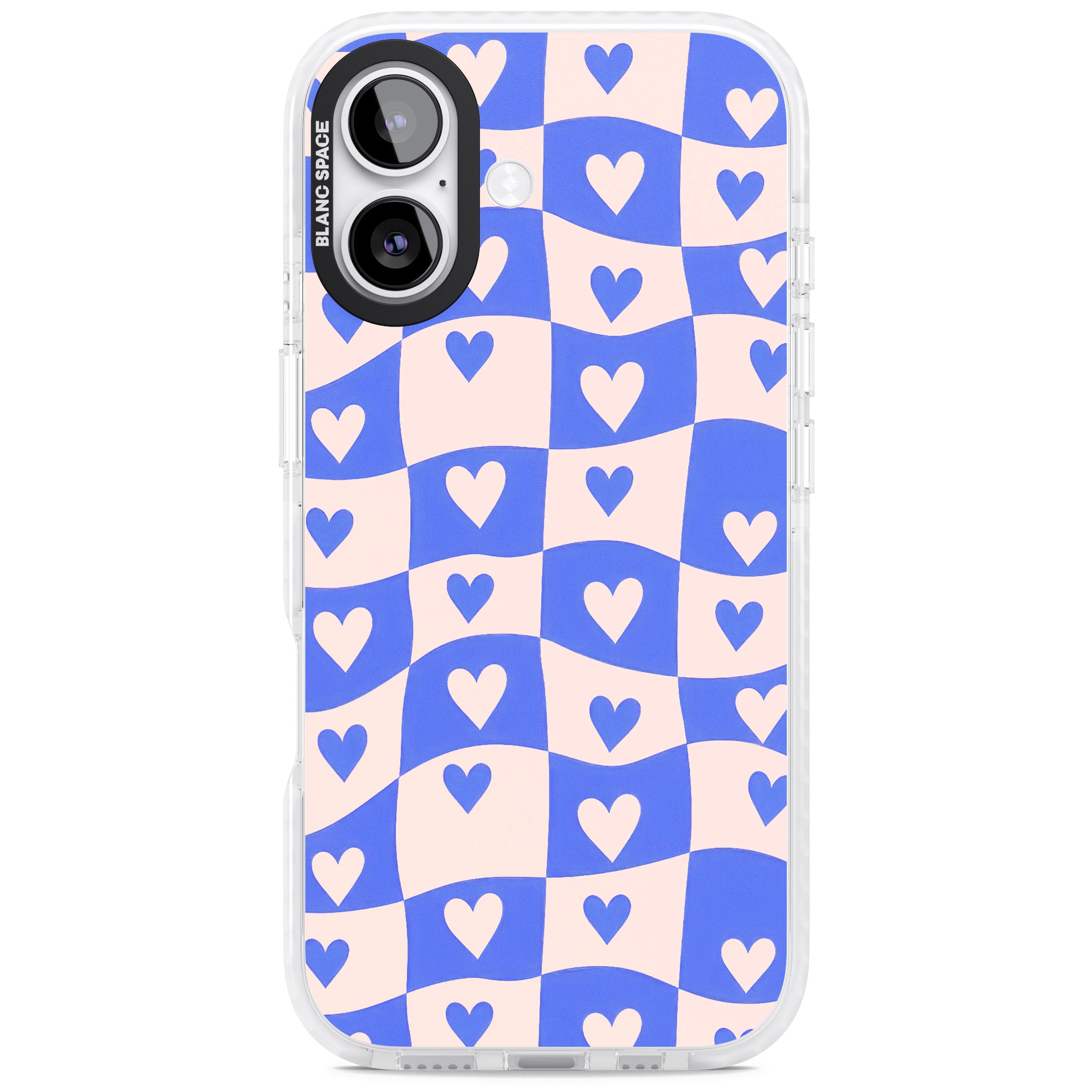 Blue Wavy Checked Hearts iPhone 17 Impact Clear Phone Case