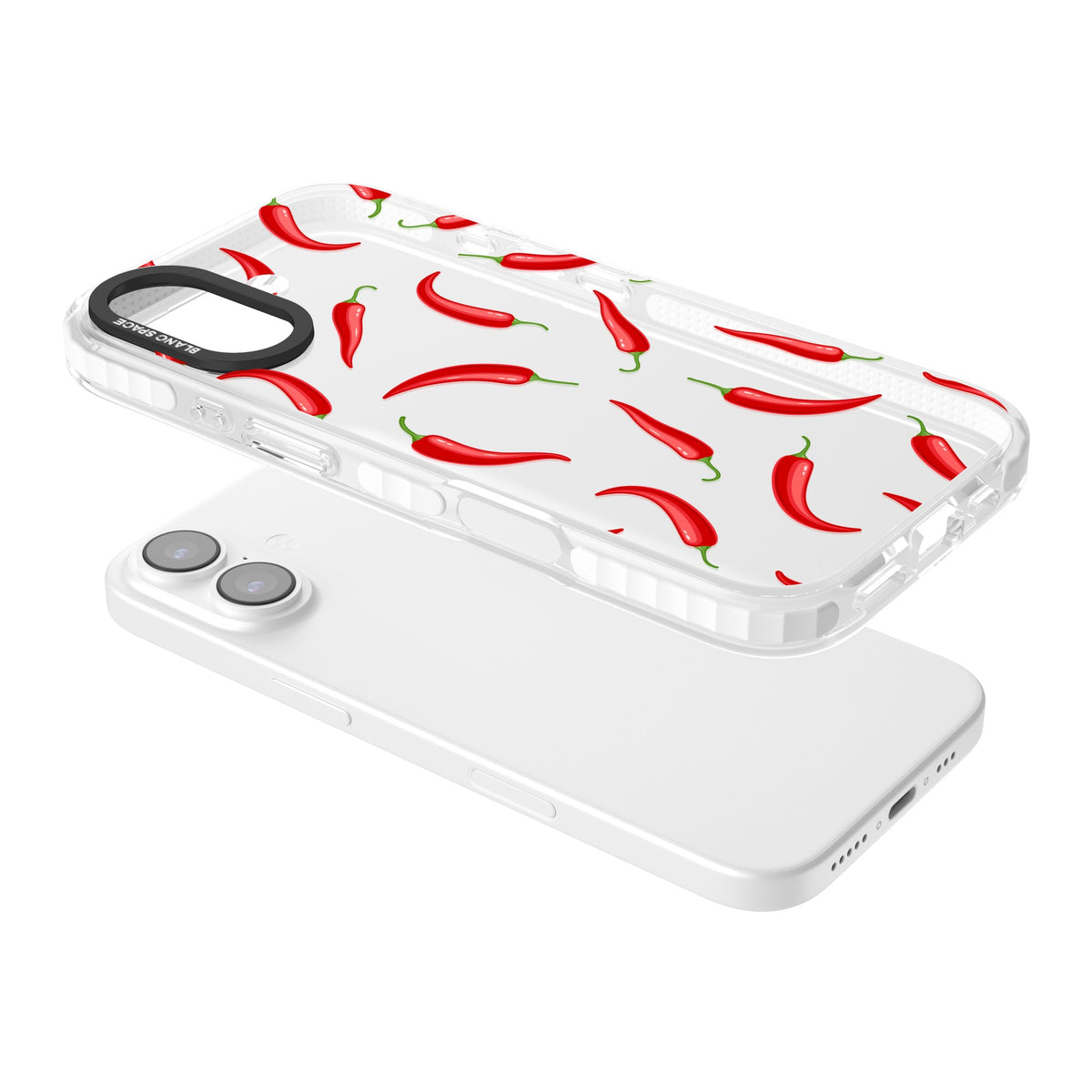 Chilli Heat iPhone 16 / iPhone 16 Plus / iPhone 17 Impact Clear Phone Case angled