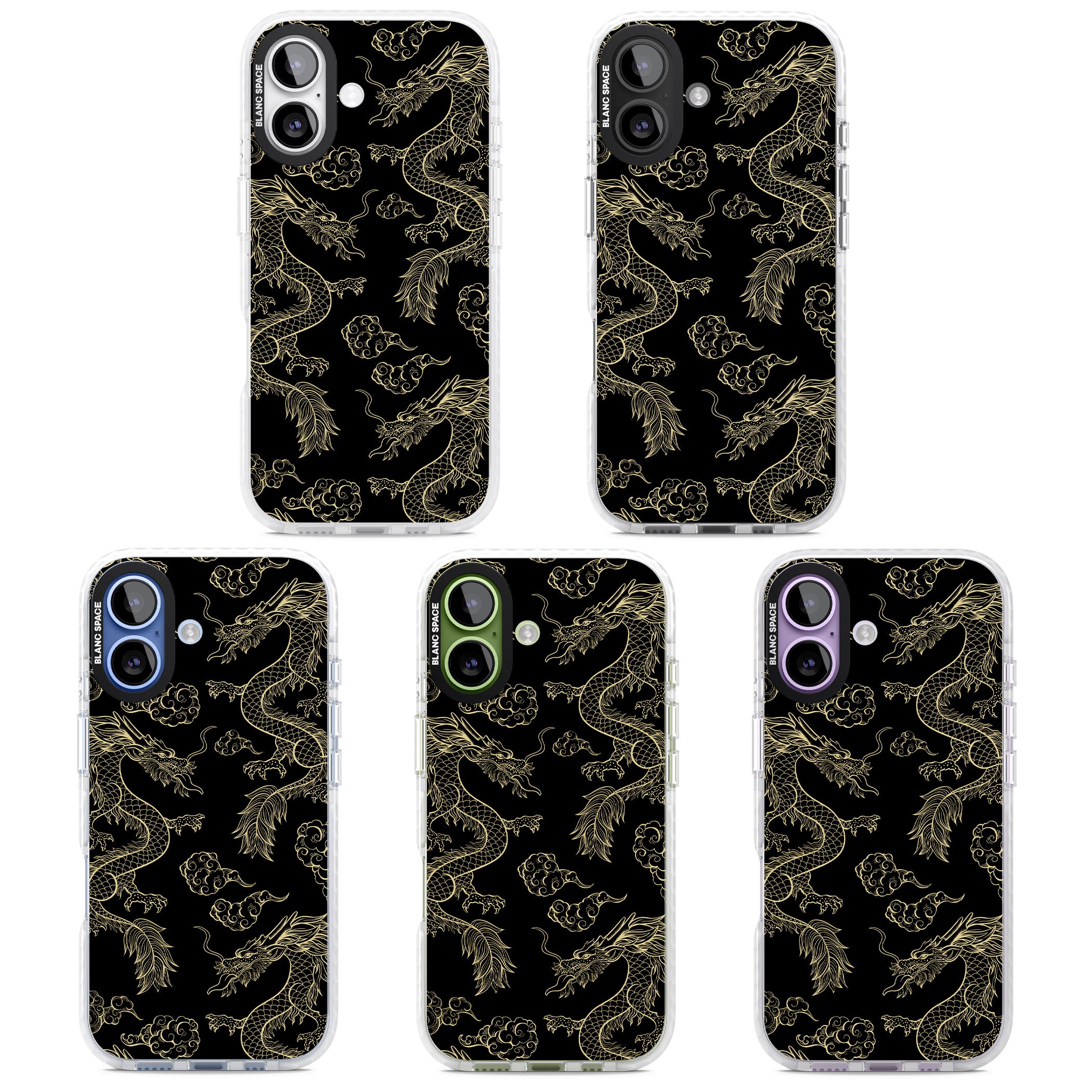 Black And Gold Dragon Pattern iPhone 17 Impact Clear Phone Case APT Impact Protection