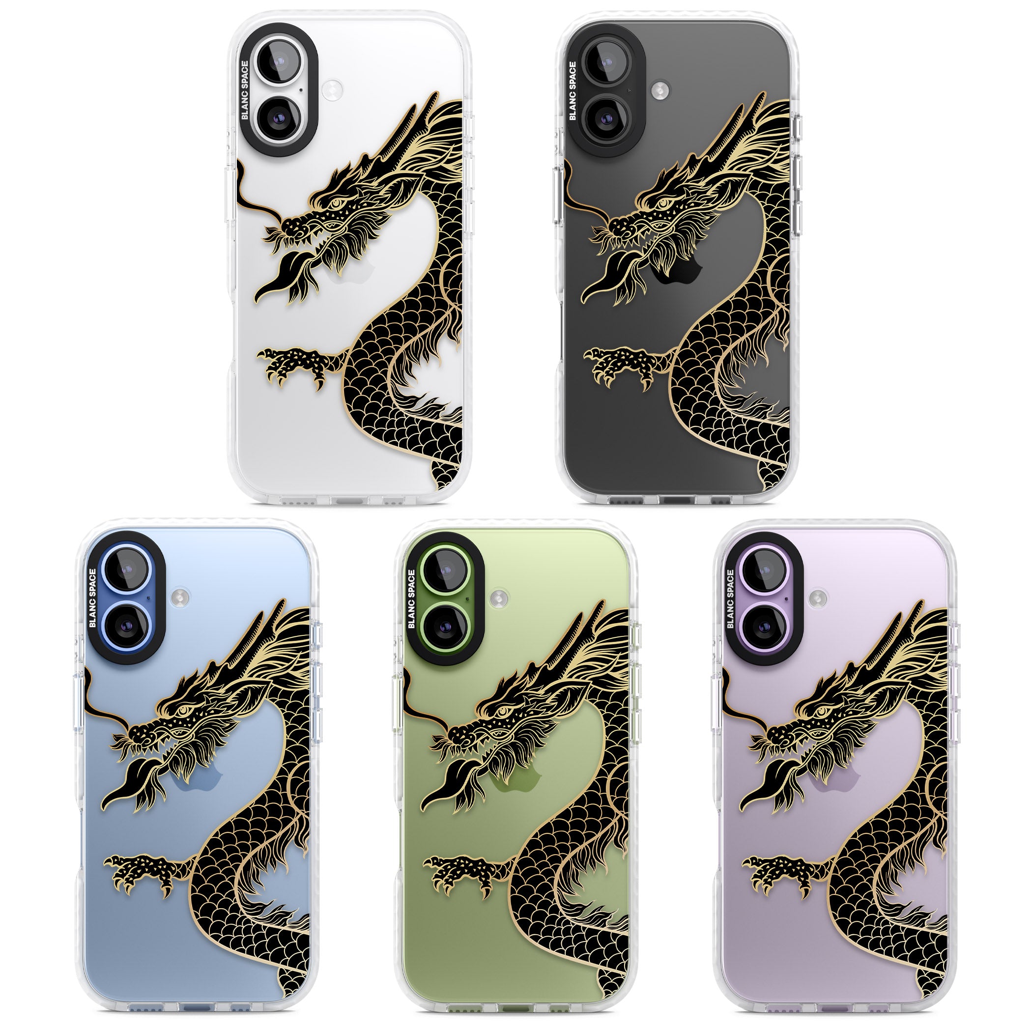 Large Black Dragon iPhone 17 Impact Clear Phone Case APT Impact Protection