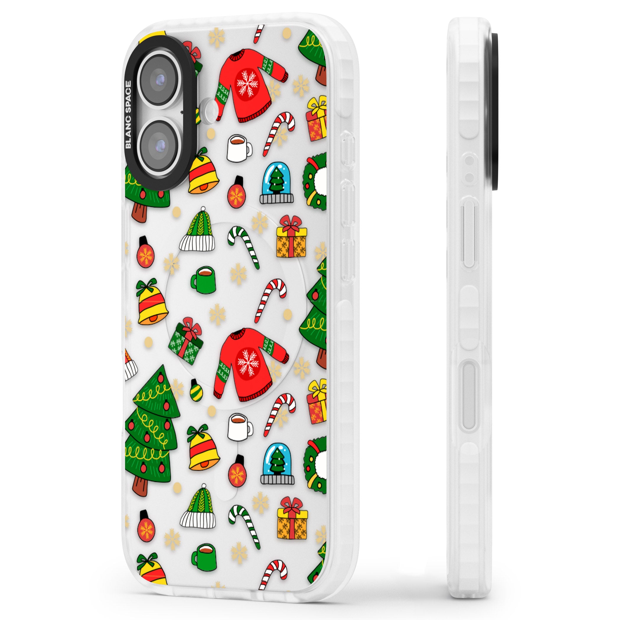 Christmas Mixture Pattern iPhone 17 Impact Clear Phone Case Side Profile