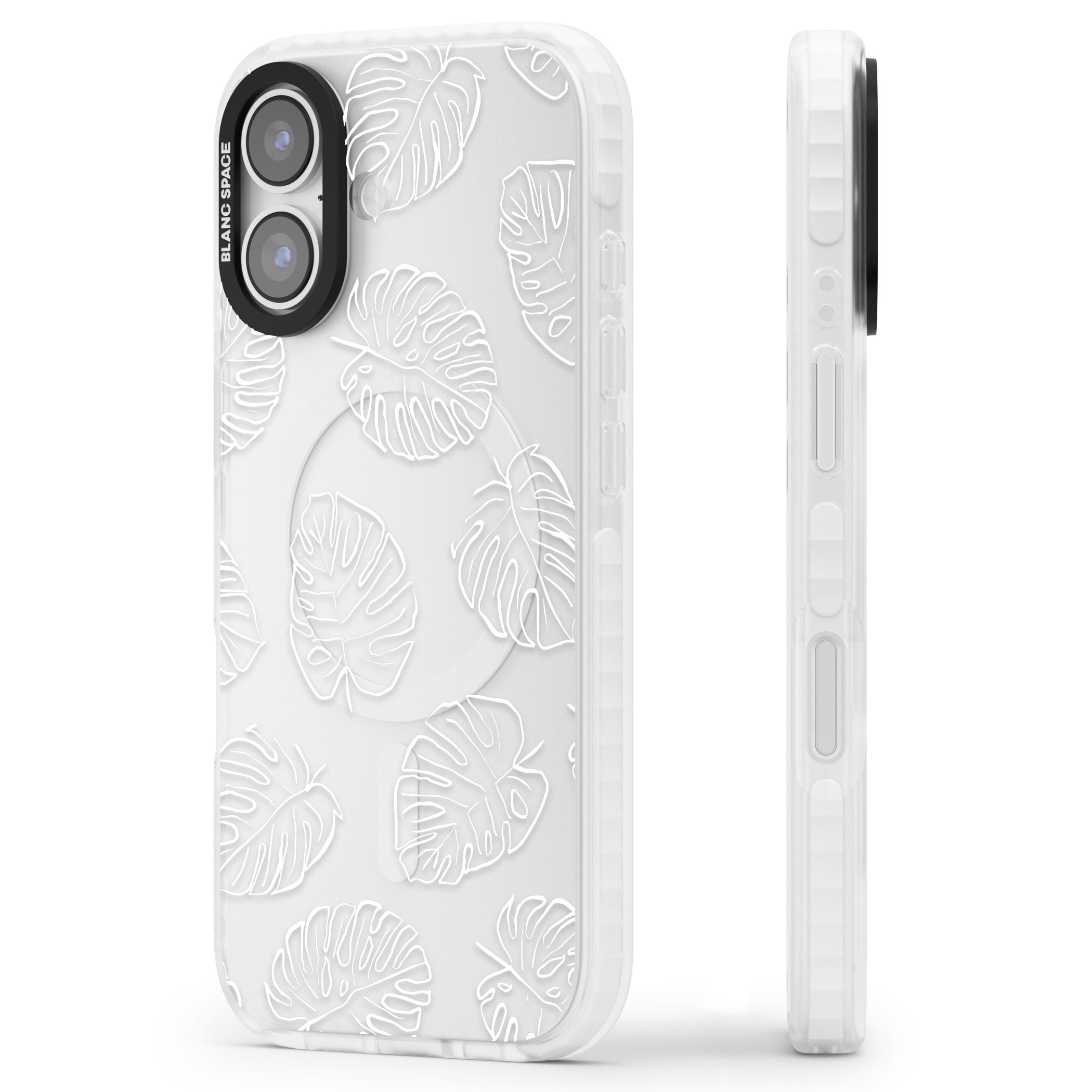 Monstera Outline iPhone 17 Impact Clear Phone Case Side Profile
