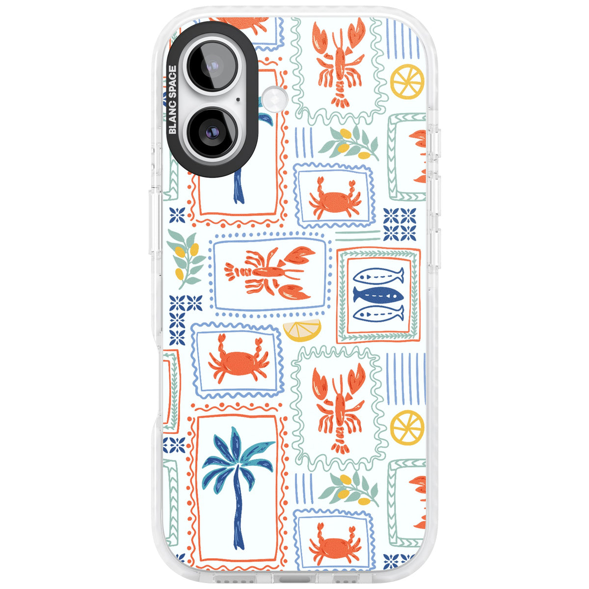 Seaside Stamps iPhone 16 / iPhone 16 Plus / iPhone 17 Impact Clear Phone Case front