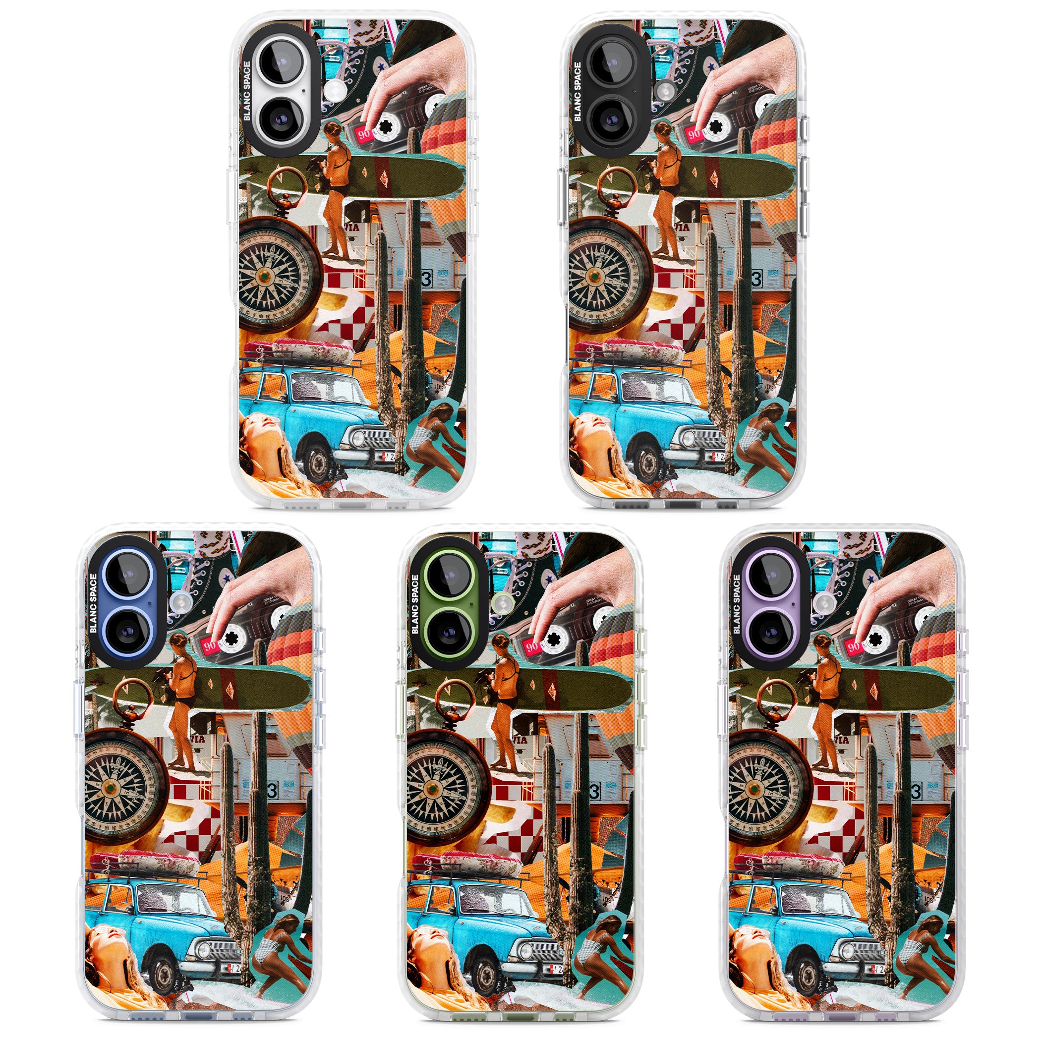 Vintage Collage: Road Trip iPhone 17 Impact Clear Phone Case APT Impact Protection
