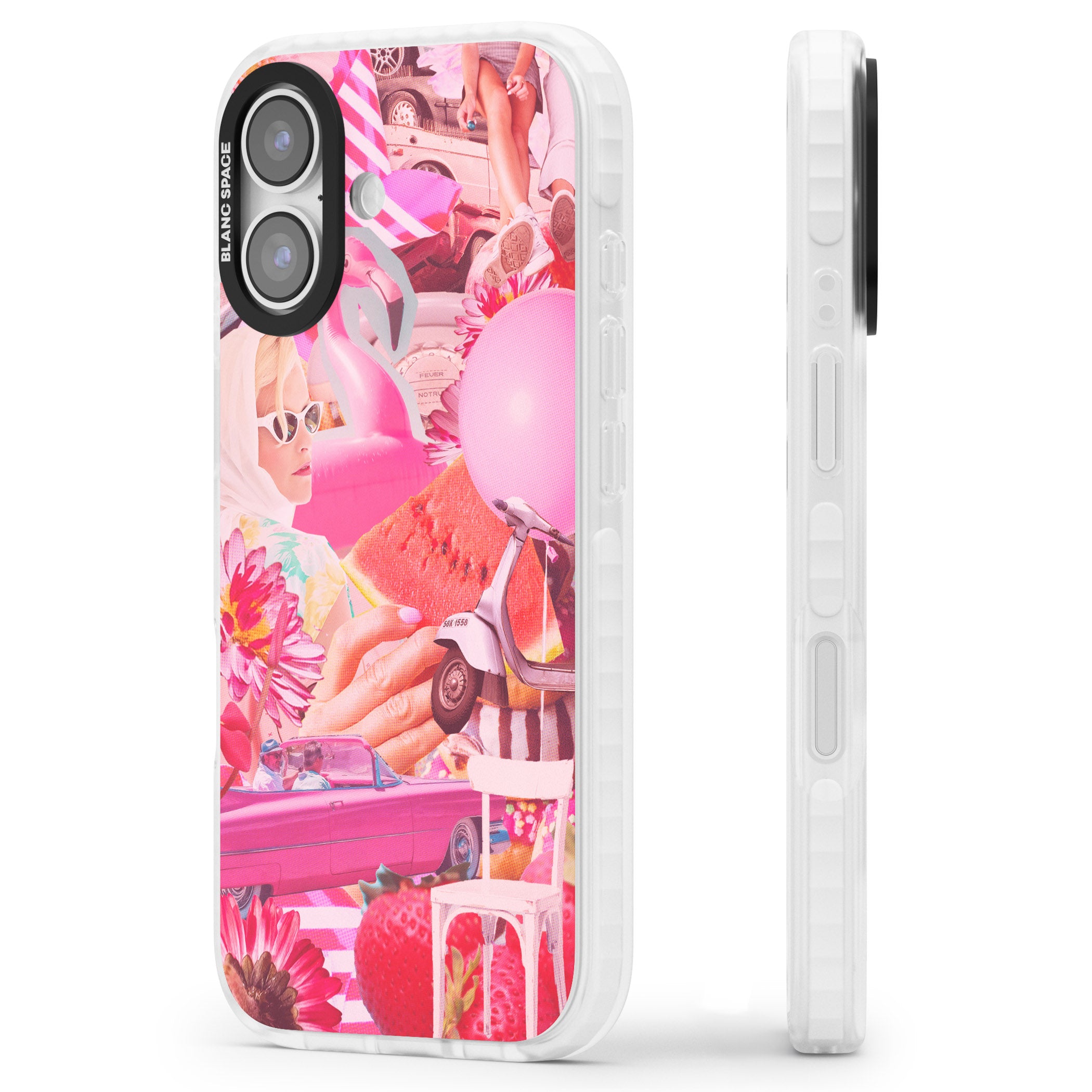 Retro Pink Glamour iPhone 17 Impact Clear Phone Case Side Profile