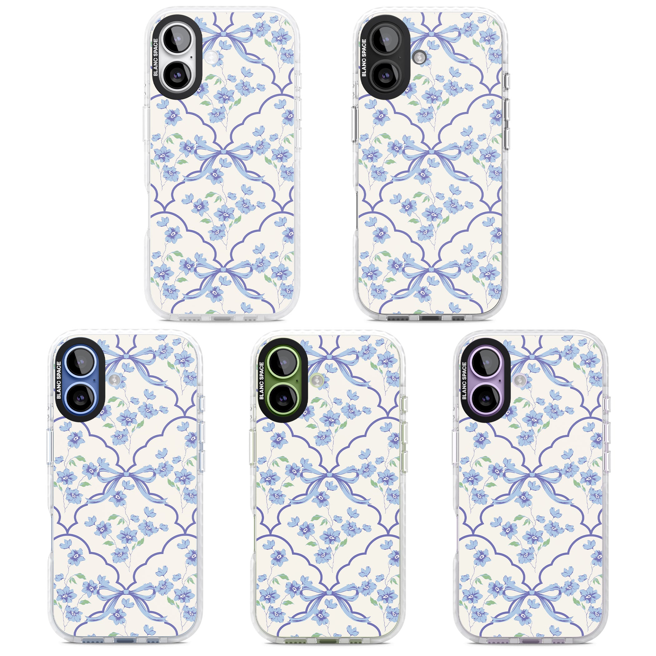 Blue Cottage Floral iPhone 17 Impact Clear Phone Case APT Impact Protection