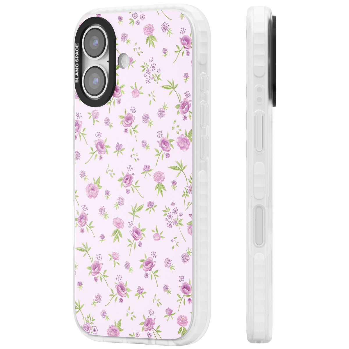Pink Peonies iPhone 16 / iPhone 16 Plus / iPhone 17 Impact Clear Phone Case side