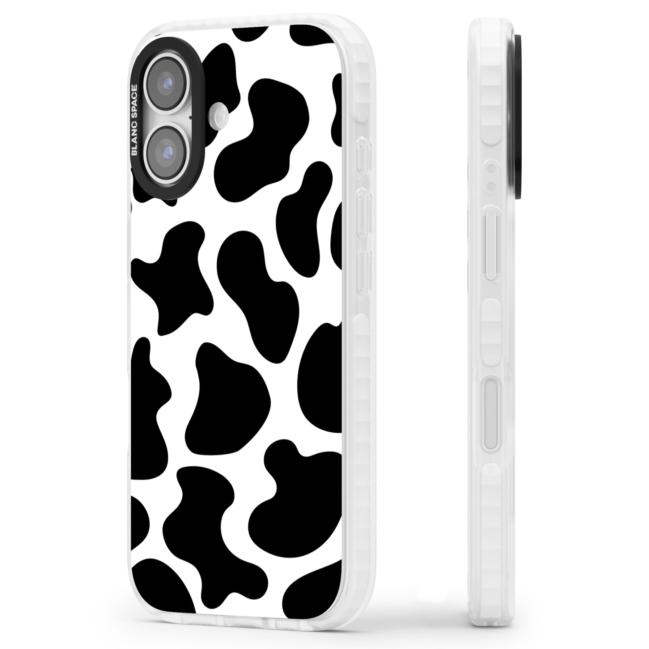 Cow Print iPhone 17 Impact Clear Phone Case Side Profile