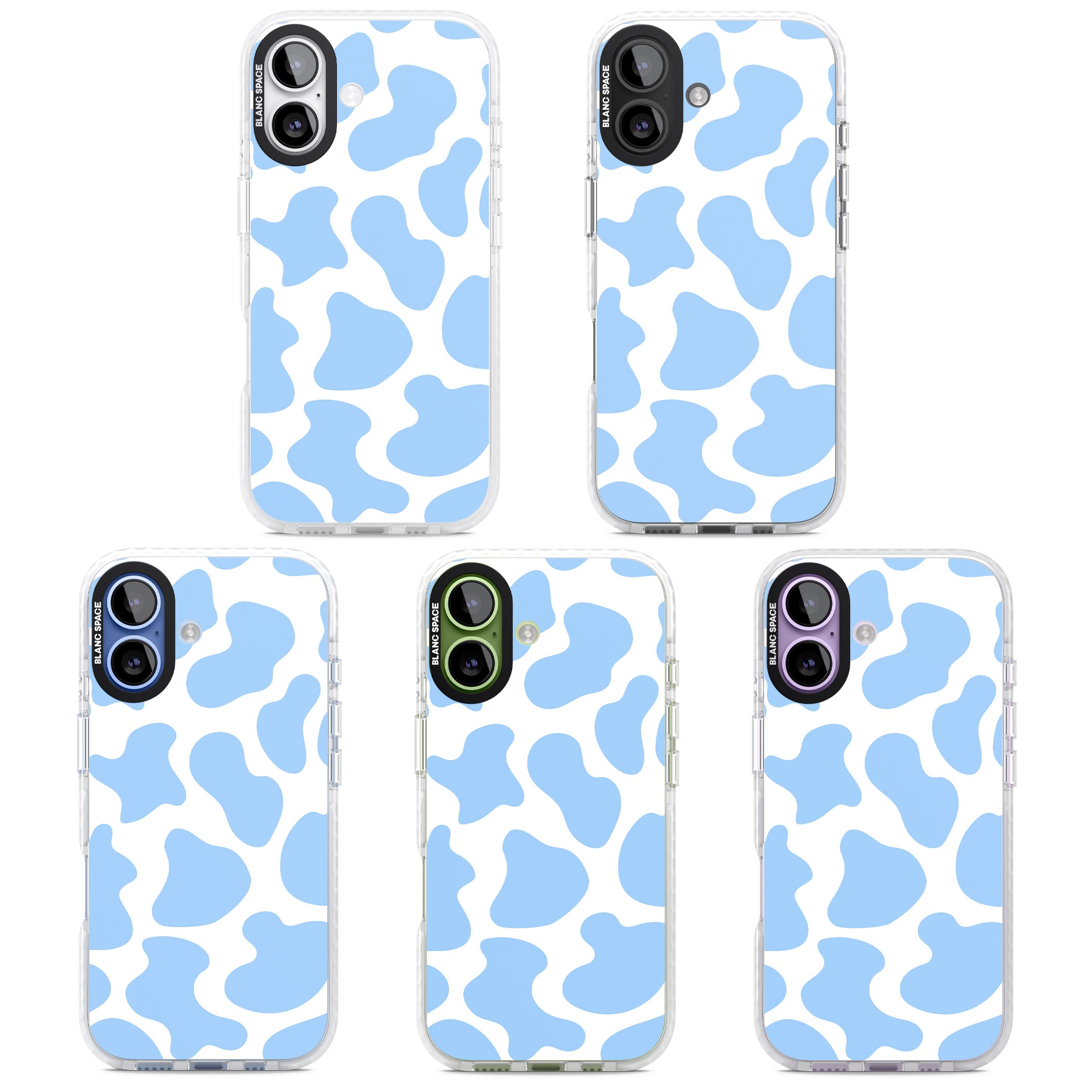 Blue And White Cow Print iPhone 17 Impact Clear Phone Case APT Impact Protection