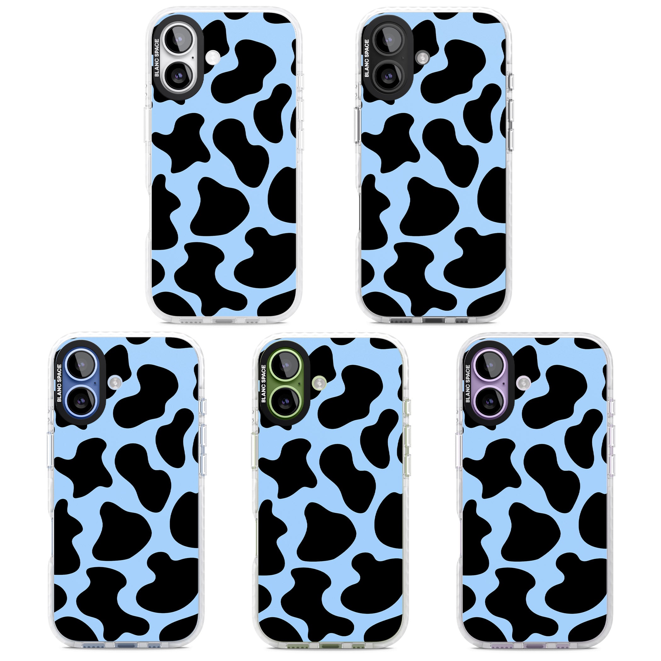 Blue And Black Cow Print iPhone 17 Impact Clear Phone Case APT Impact Protection