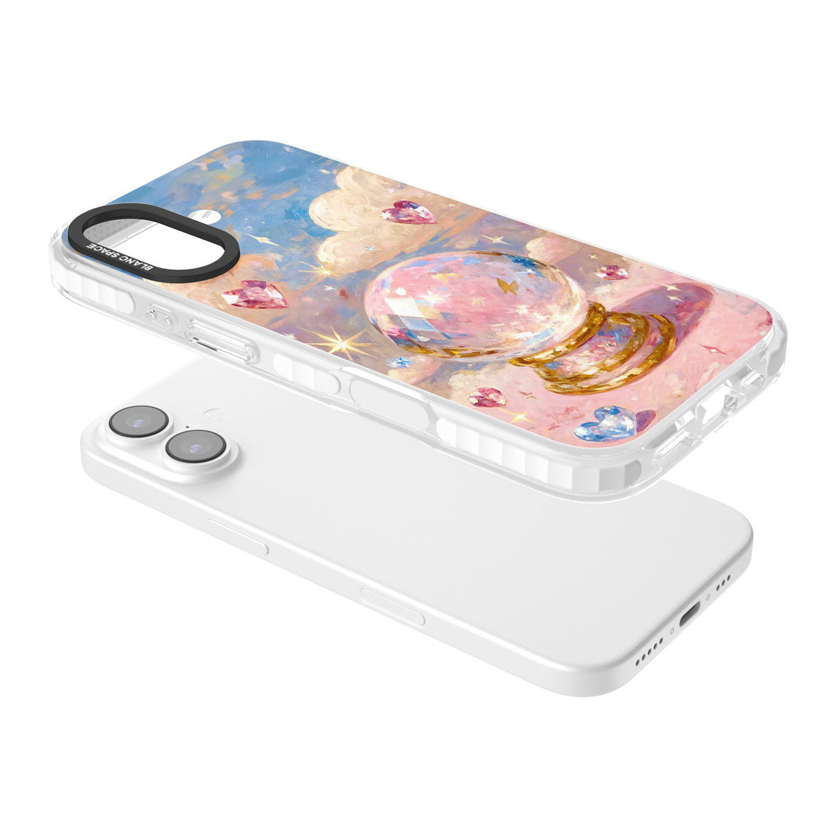 Crystal Ball iPhone 16 / iPhone 16 Plus / iPhone 17 Impact Clear Phone Case angled