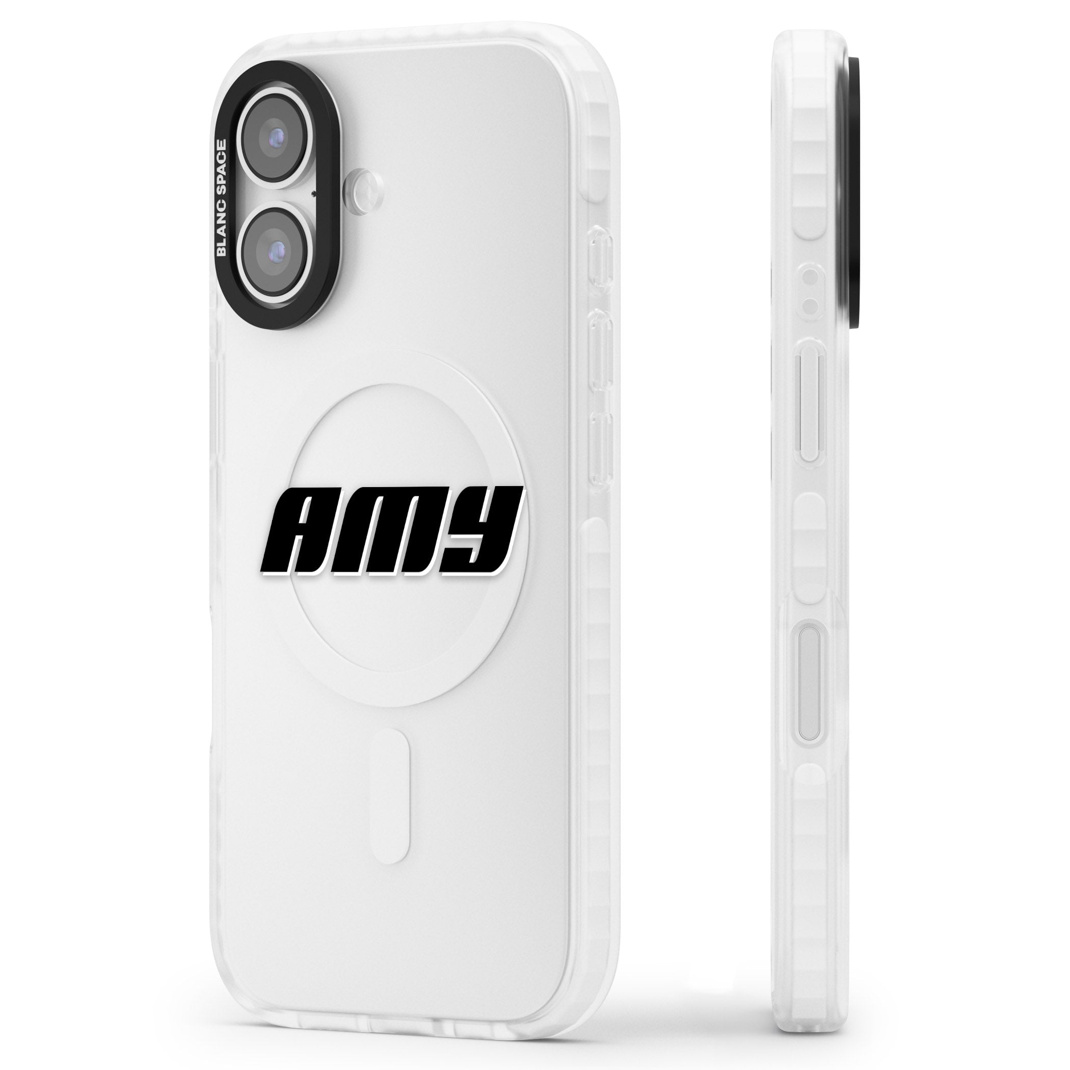 Personalised Bold Name iPhone 17 Impact Clear Phone Case Side Profile