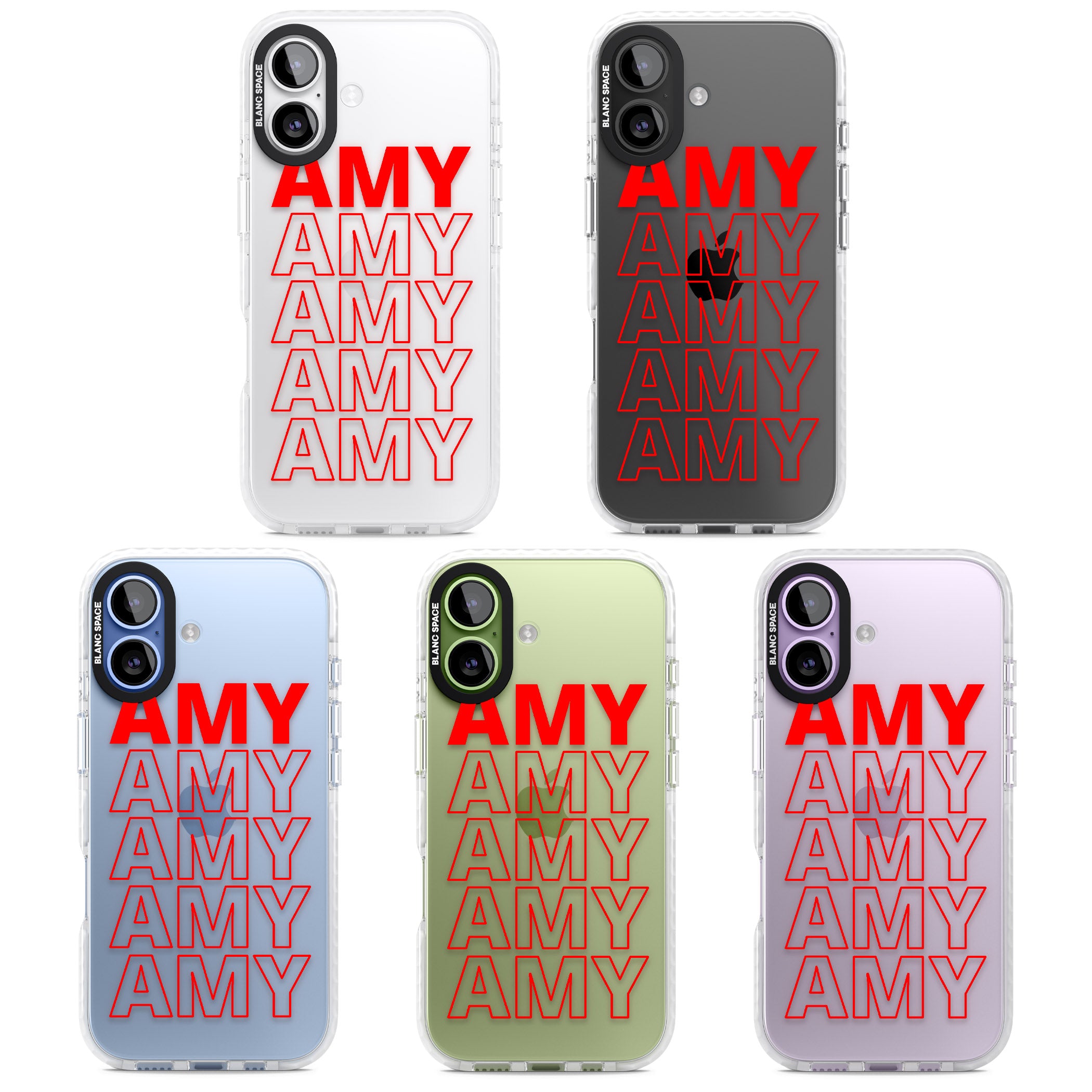 Personalised Bold Name Repeat iPhone 17 Impact Clear Phone Case APT Impact Protection