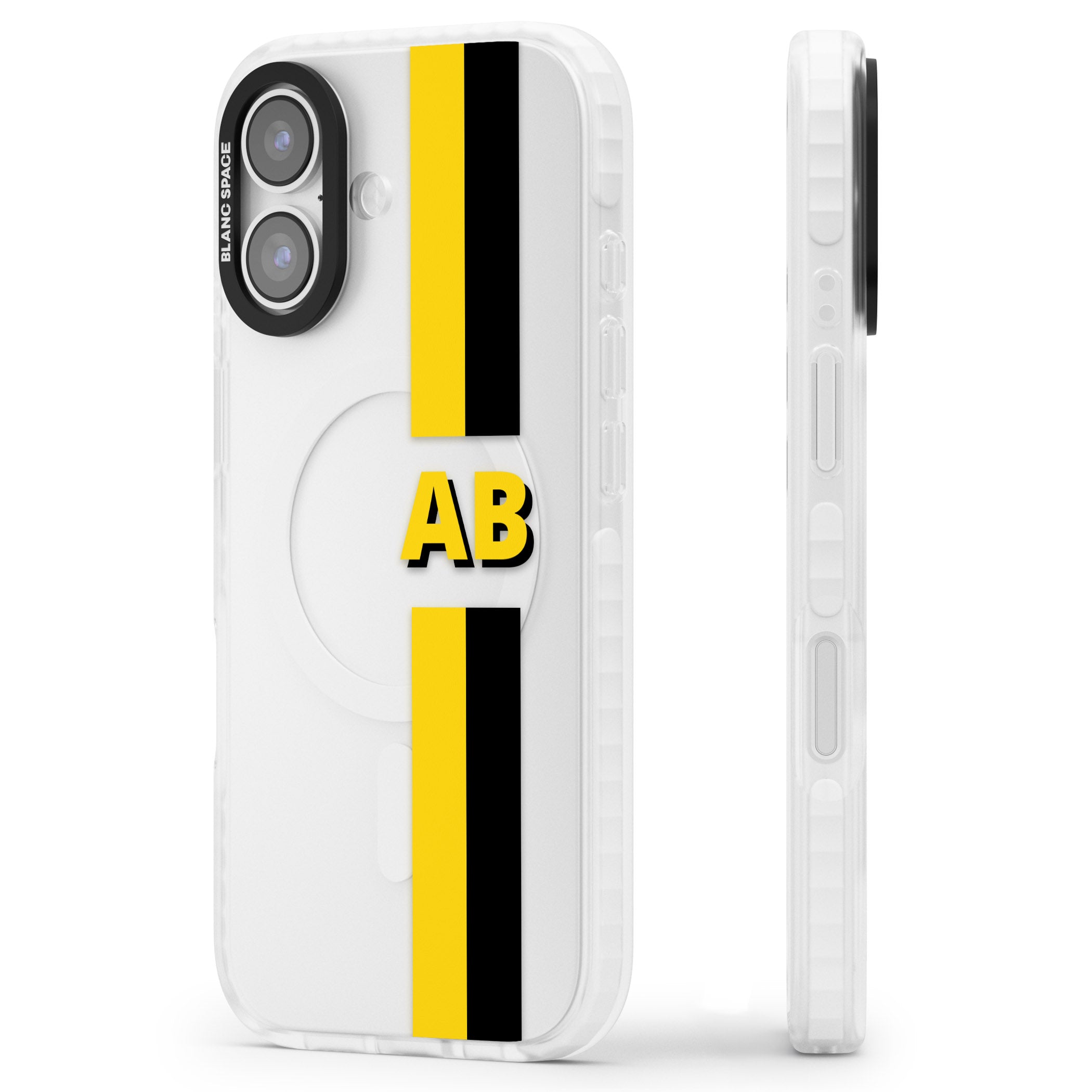 Personalised Bold Name Striped iPhone 17 Impact Clear Phone Case Side Profile