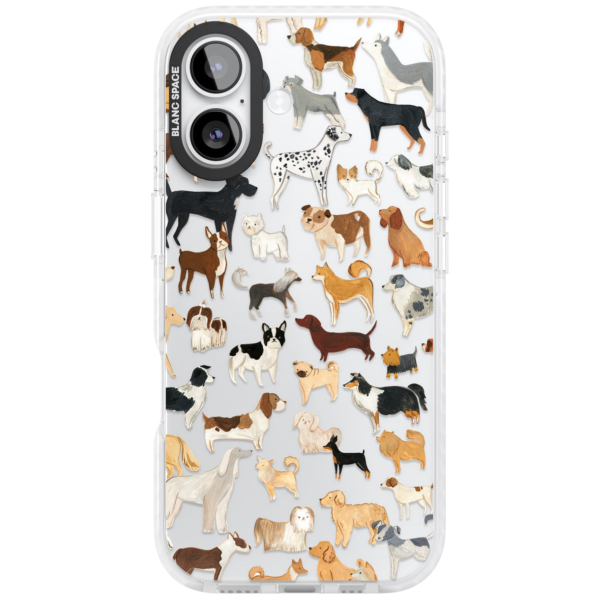 Hand Painted Dogs iPhone 16 / iPhone 16 Plus / iPhone 17 Impact Clear Phone Case front