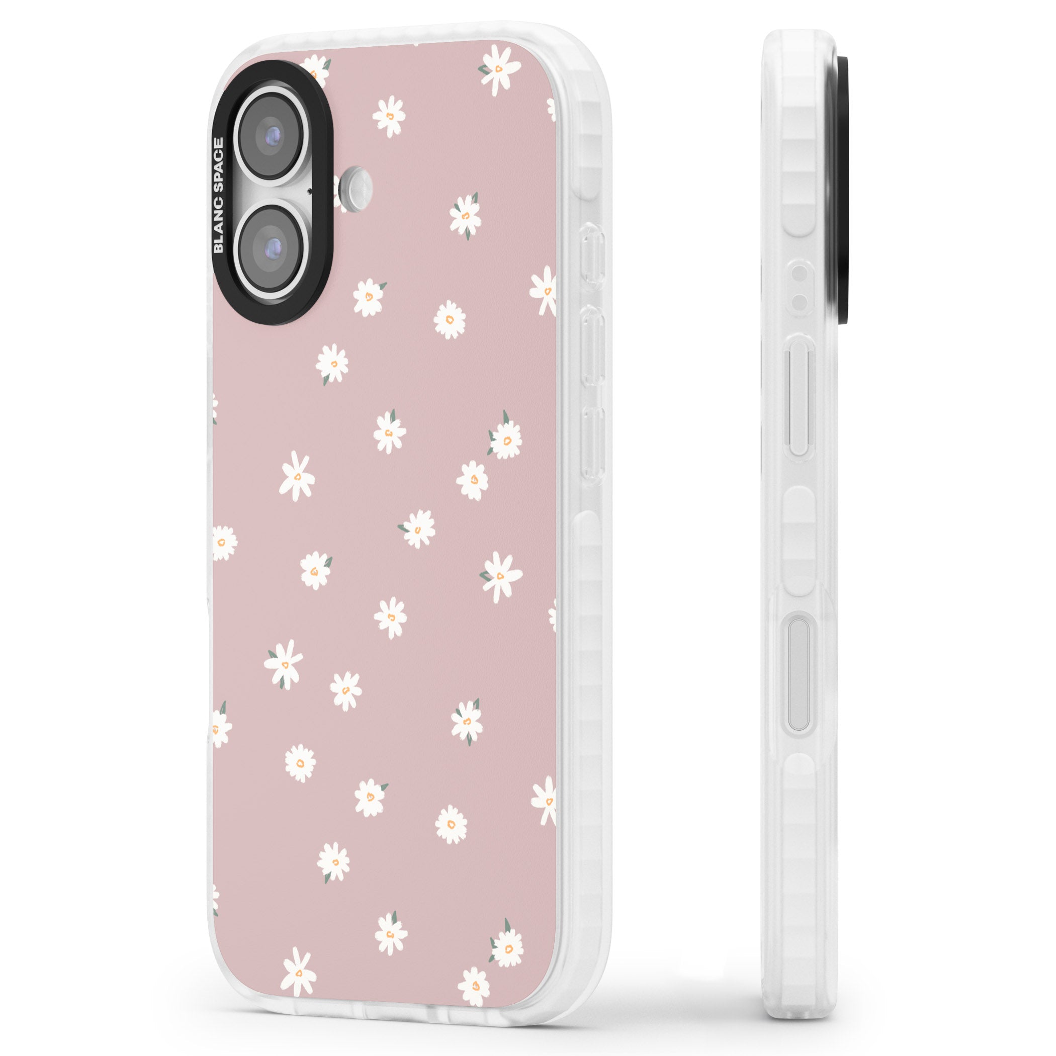 Dusty Pink Daisy iPhone 17 Impact Clear Phone Case Side Profile