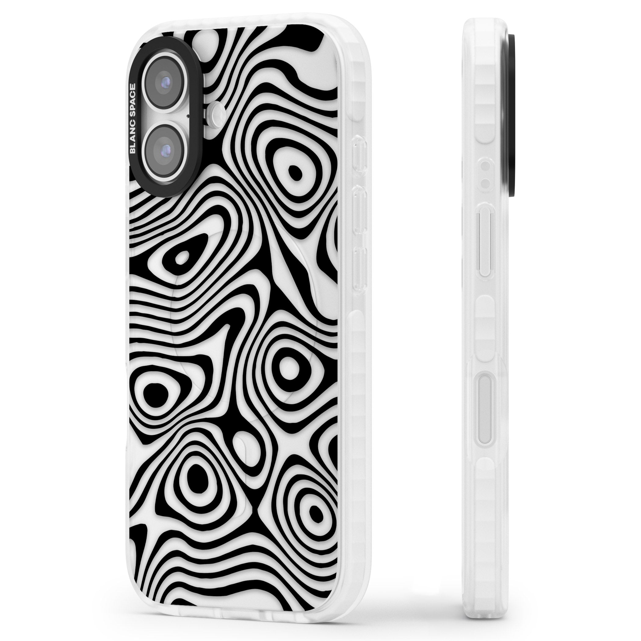 Dark Topographic Map iPhone 17 Impact Clear Phone Case Side Profile