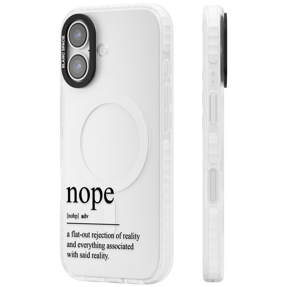 Nope iPhone 16 / iPhone 16 Plus / iPhone 17 Impact Clear Phone Case side
