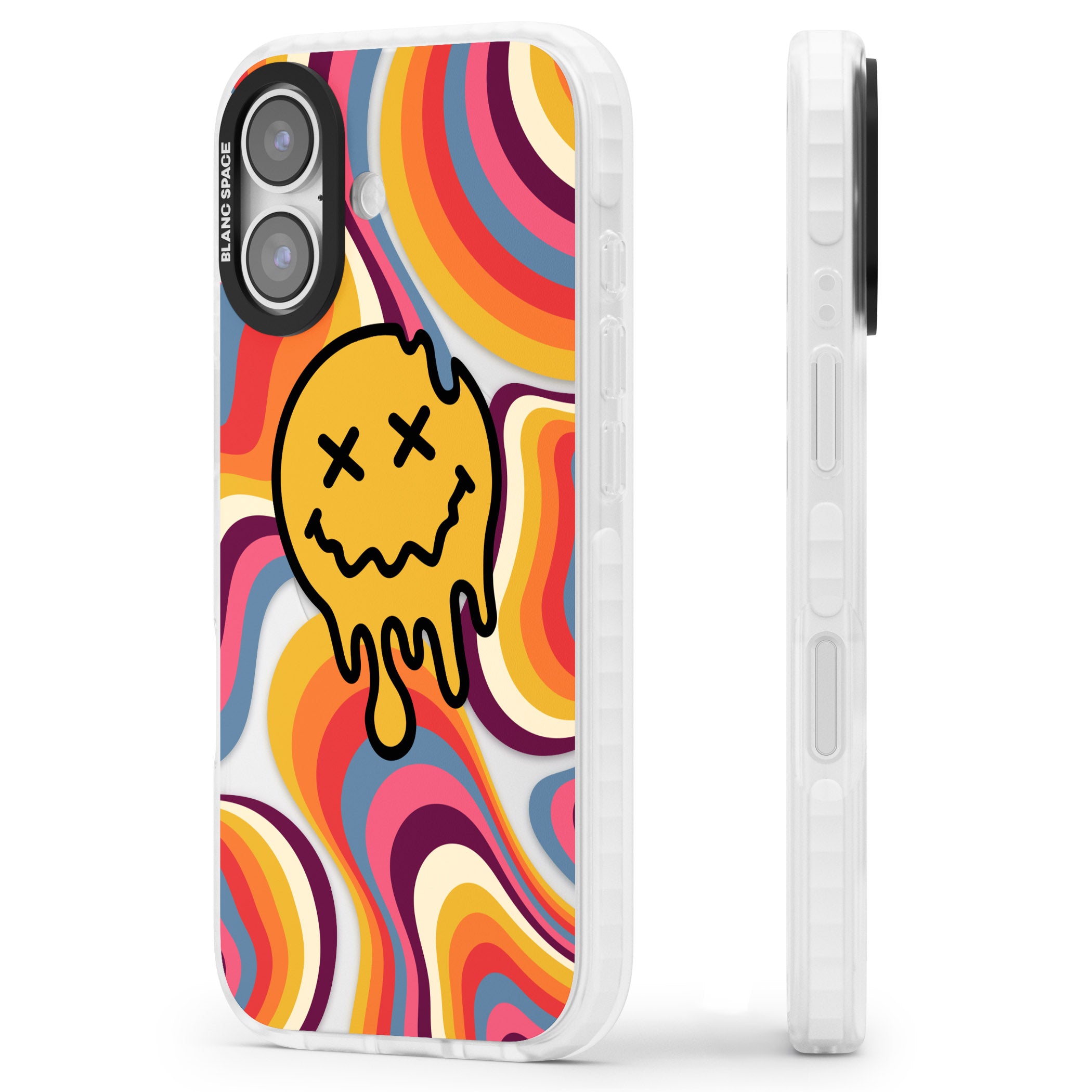Trippy Face Melt iPhone 17 Impact Clear Phone Case Side Profile