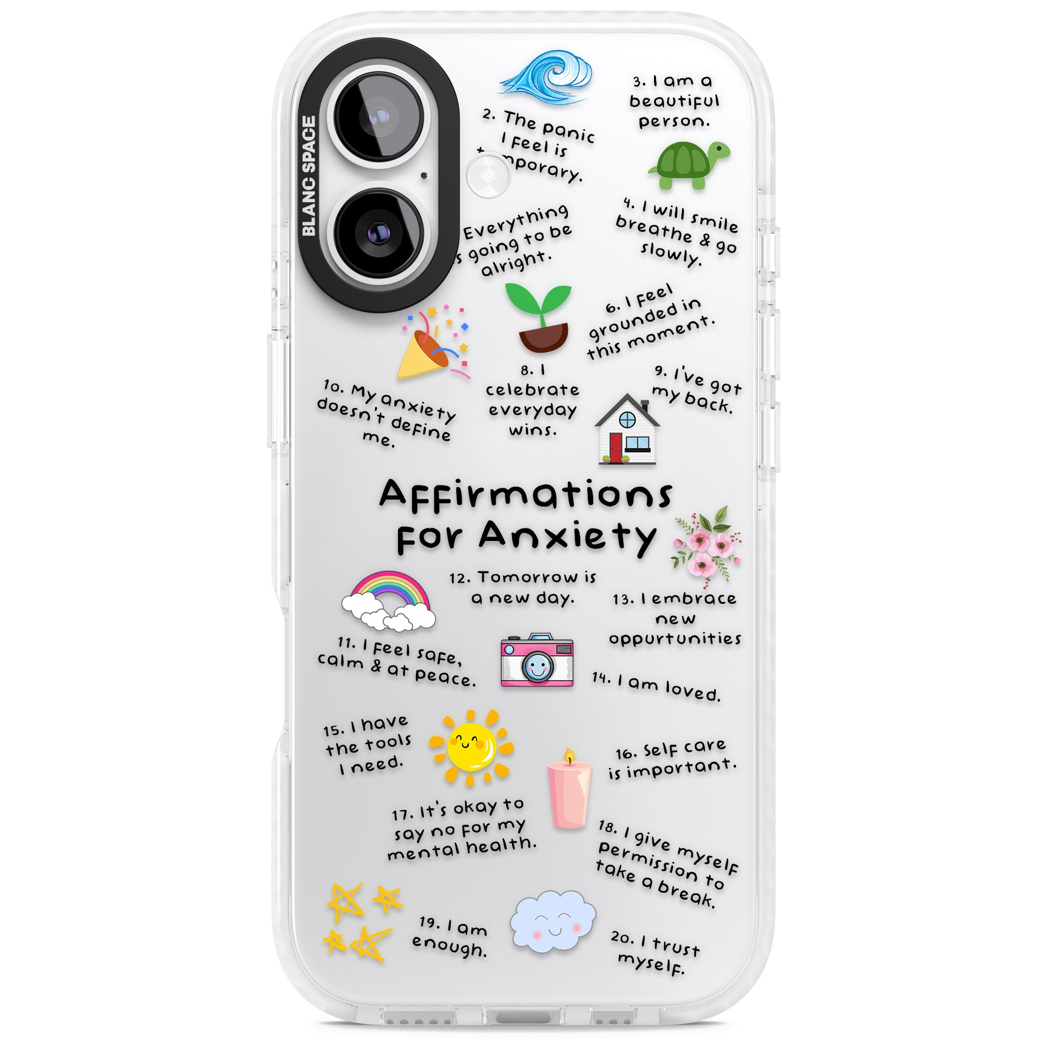 Anxiety Black Text iPhone 17 Impact Clear Phone Case