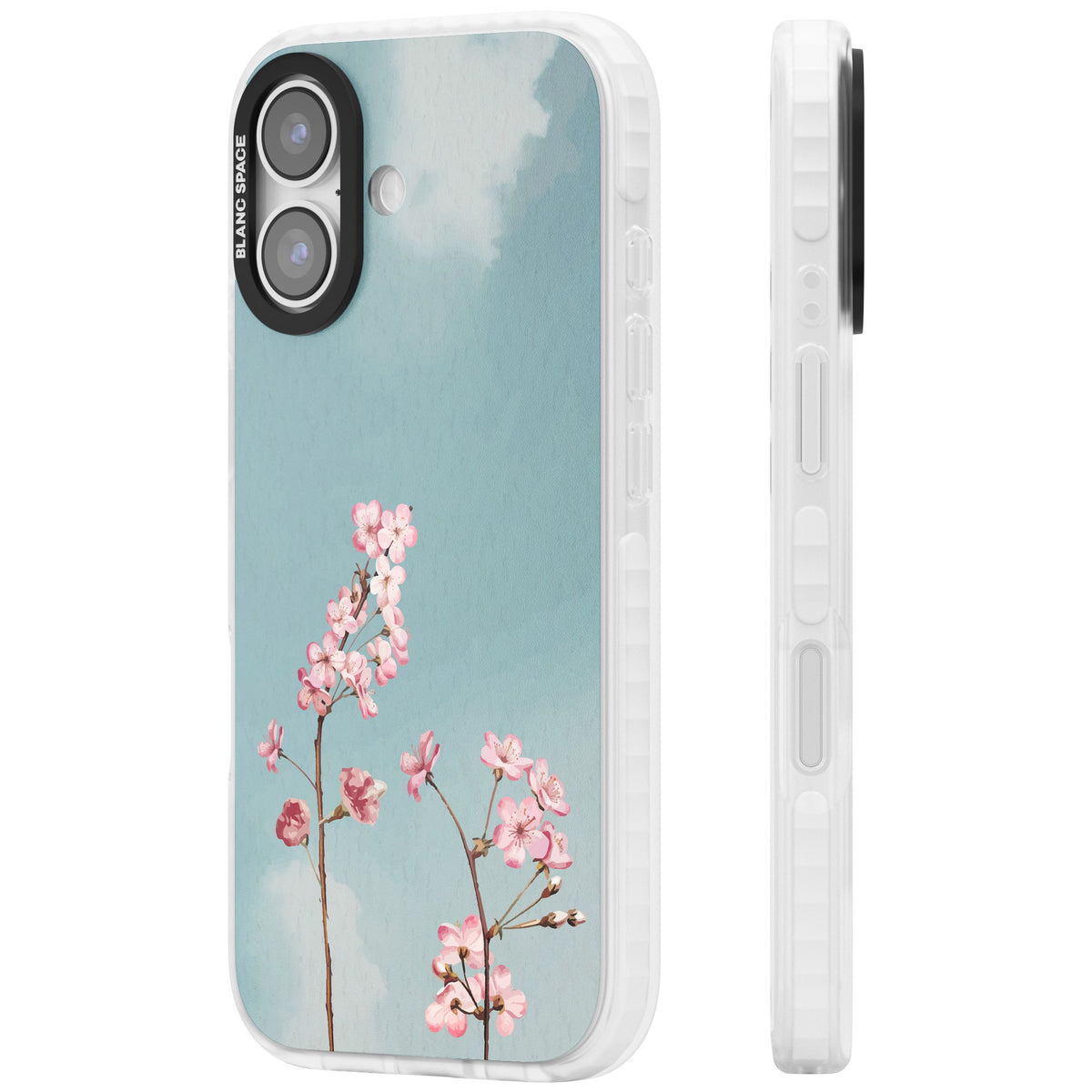 Blossom Flower Sky iPhone 16 / iPhone 16 Plus / iPhone 17 Impact Clear Phone Case side