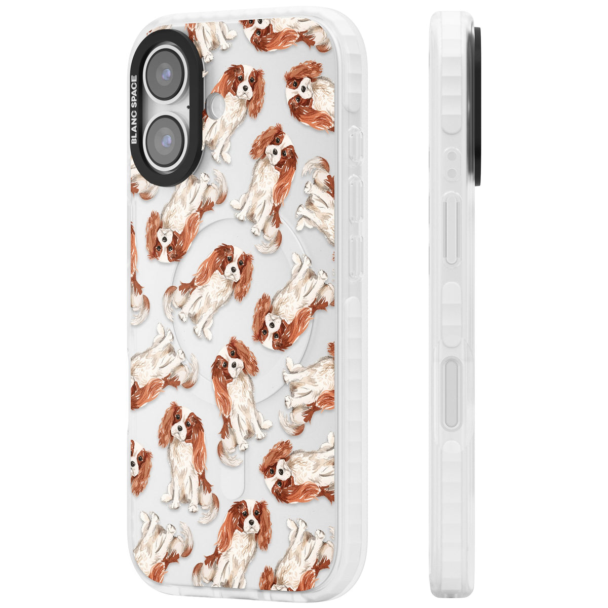 Cavalier King Charles Spaniel iPhone 16 / iPhone 16 Plus / iPhone 17 Impact Clear Phone Case side