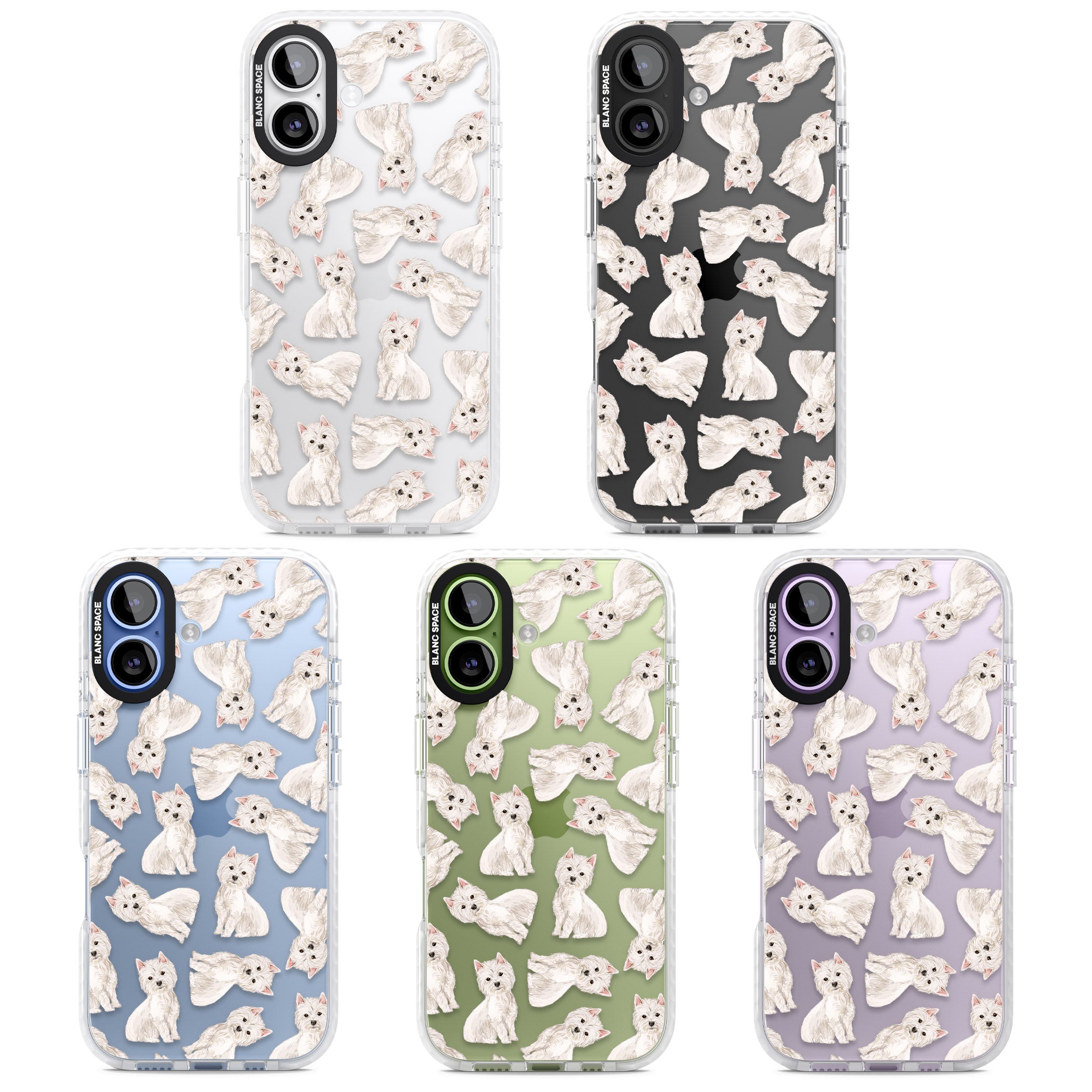 Westie Dog Pattern iPhone 17 Impact Clear Phone Case APT Impact Protection