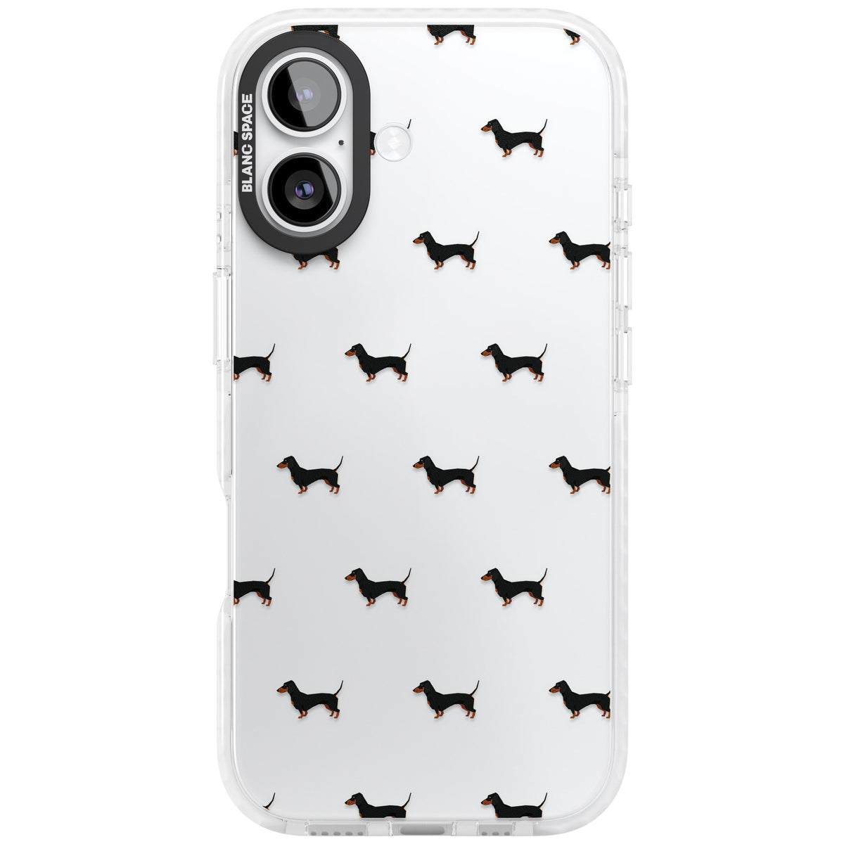 Dachshund Pattern Clear iPhone 16 / iPhone 16 Plus / iPhone 17 Impact Clear Phone Case front