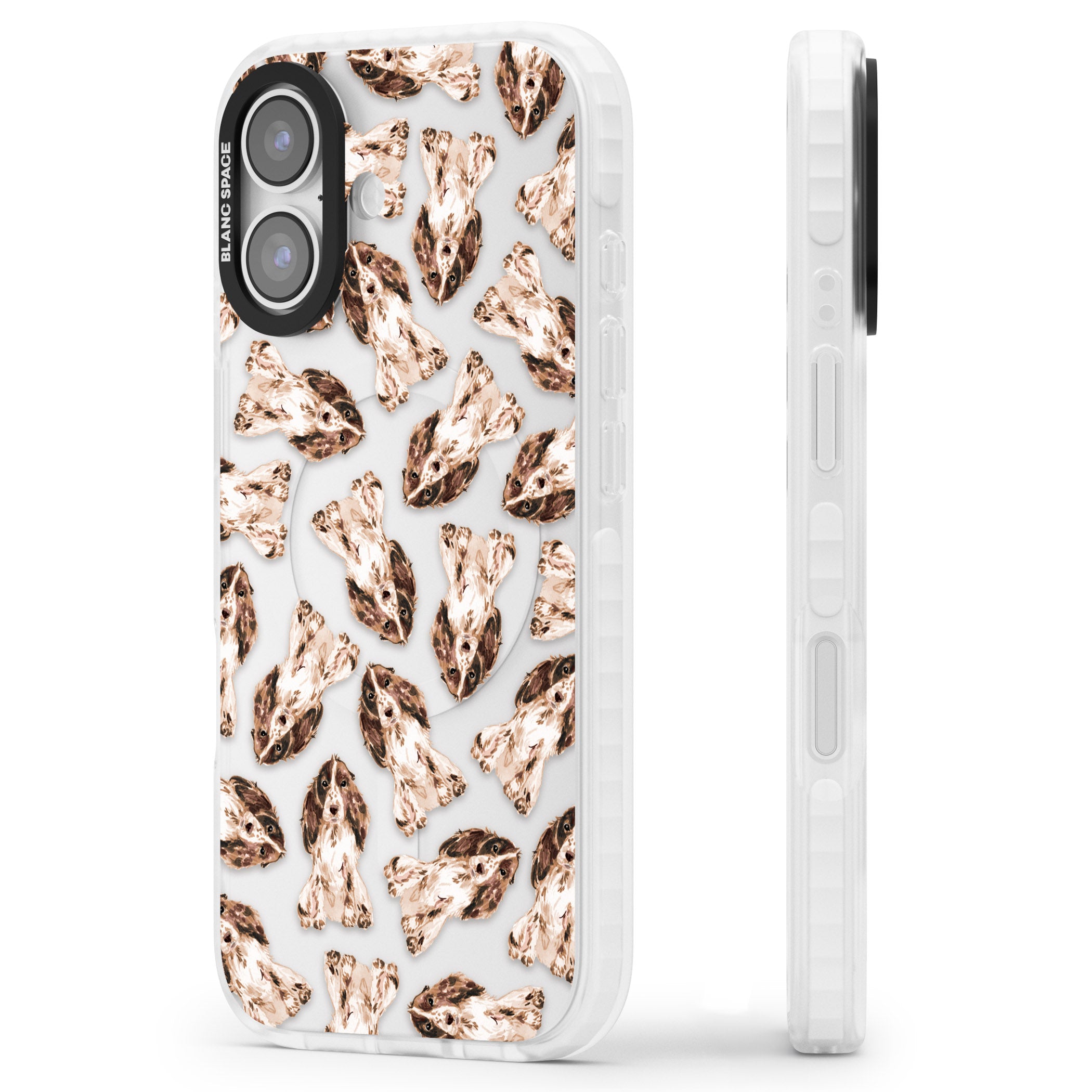Cocker Spaniel (Brown) Watercolour Dog Pattern iPhone 17 Impact Clear Phone Case Side Profile