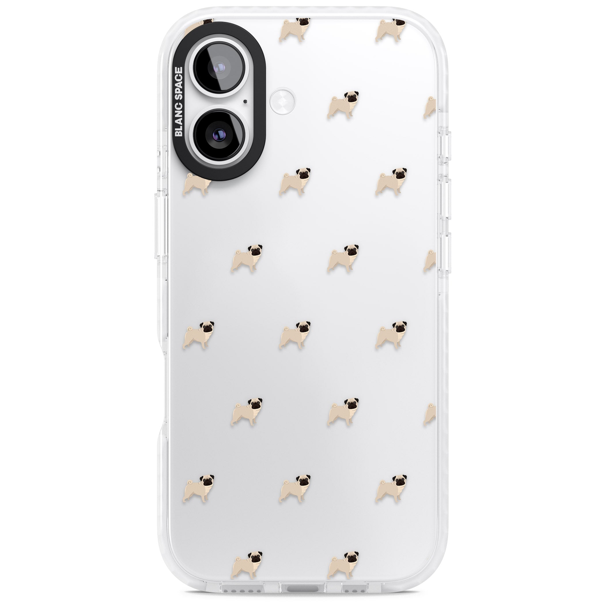 Pug Pattern iPhone 17 Impact Clear Phone Case