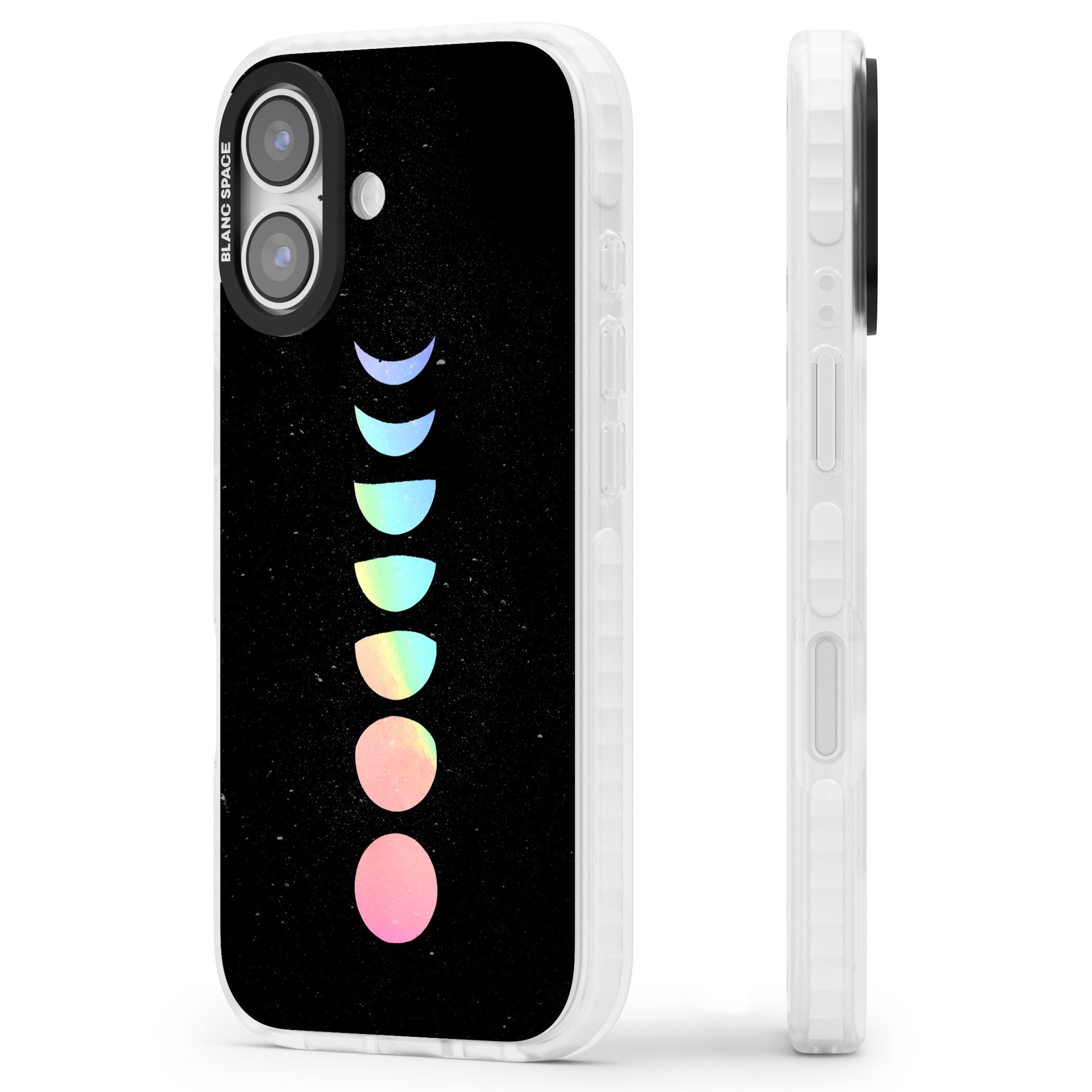 Pastel Moon Phases iPhone 17 Impact Clear Phone Case Side Profile