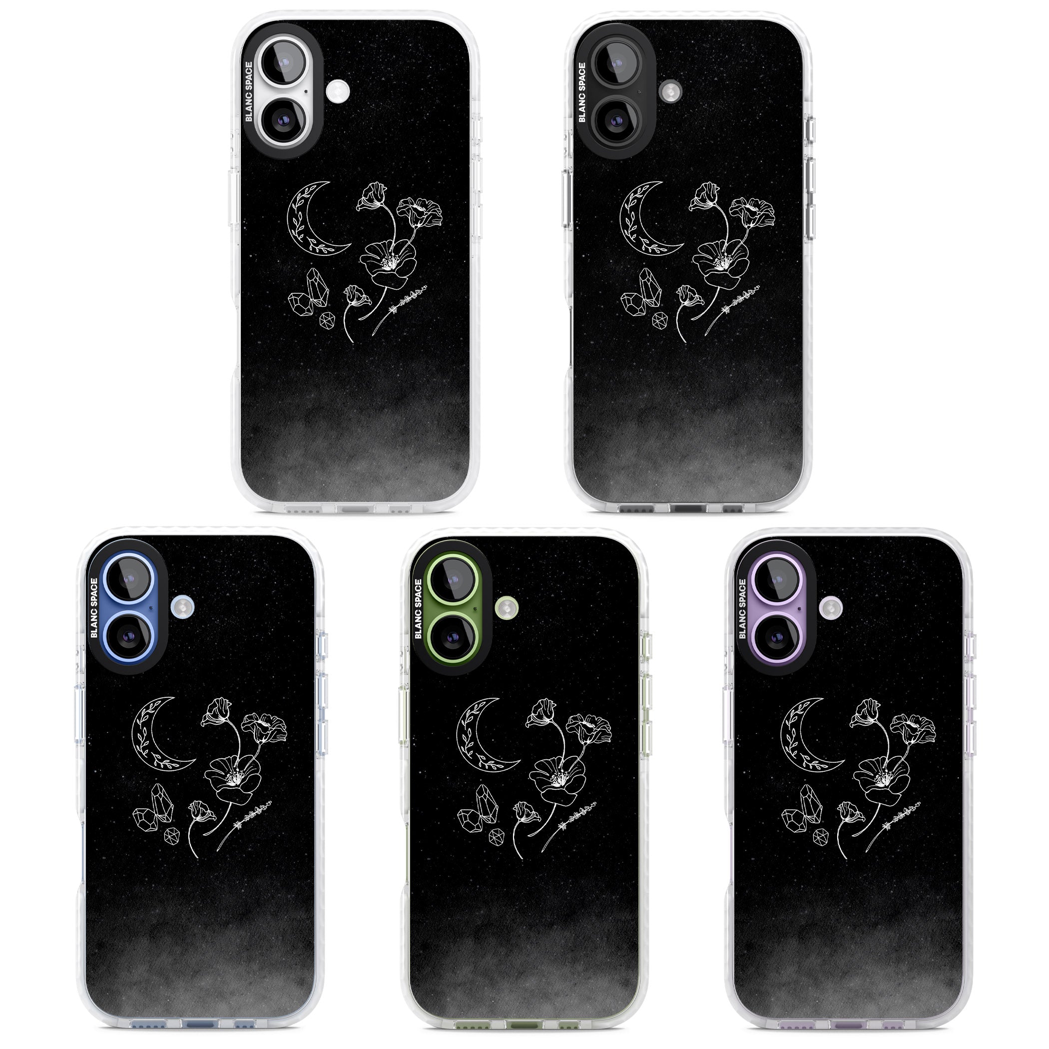 Midnight Moon Botanic iPhone 17 Impact Clear Phone Case APT Impact Protection