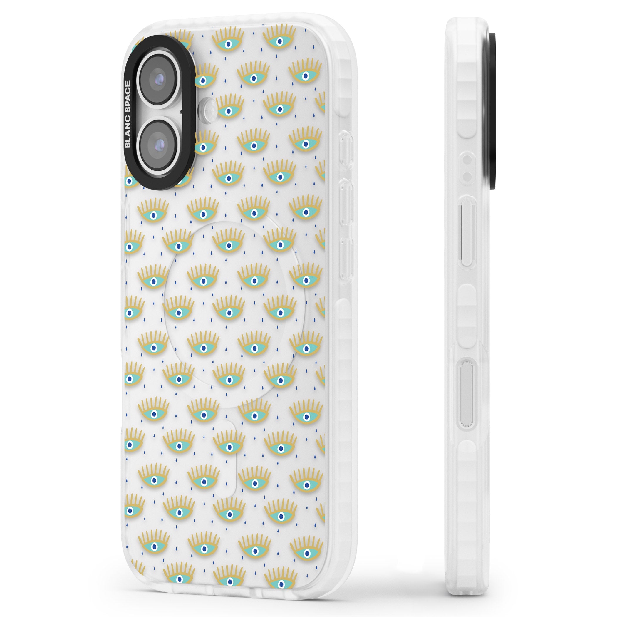 Crying Eyes Pattern iPhone 17 Impact Clear Phone Case Side Profile