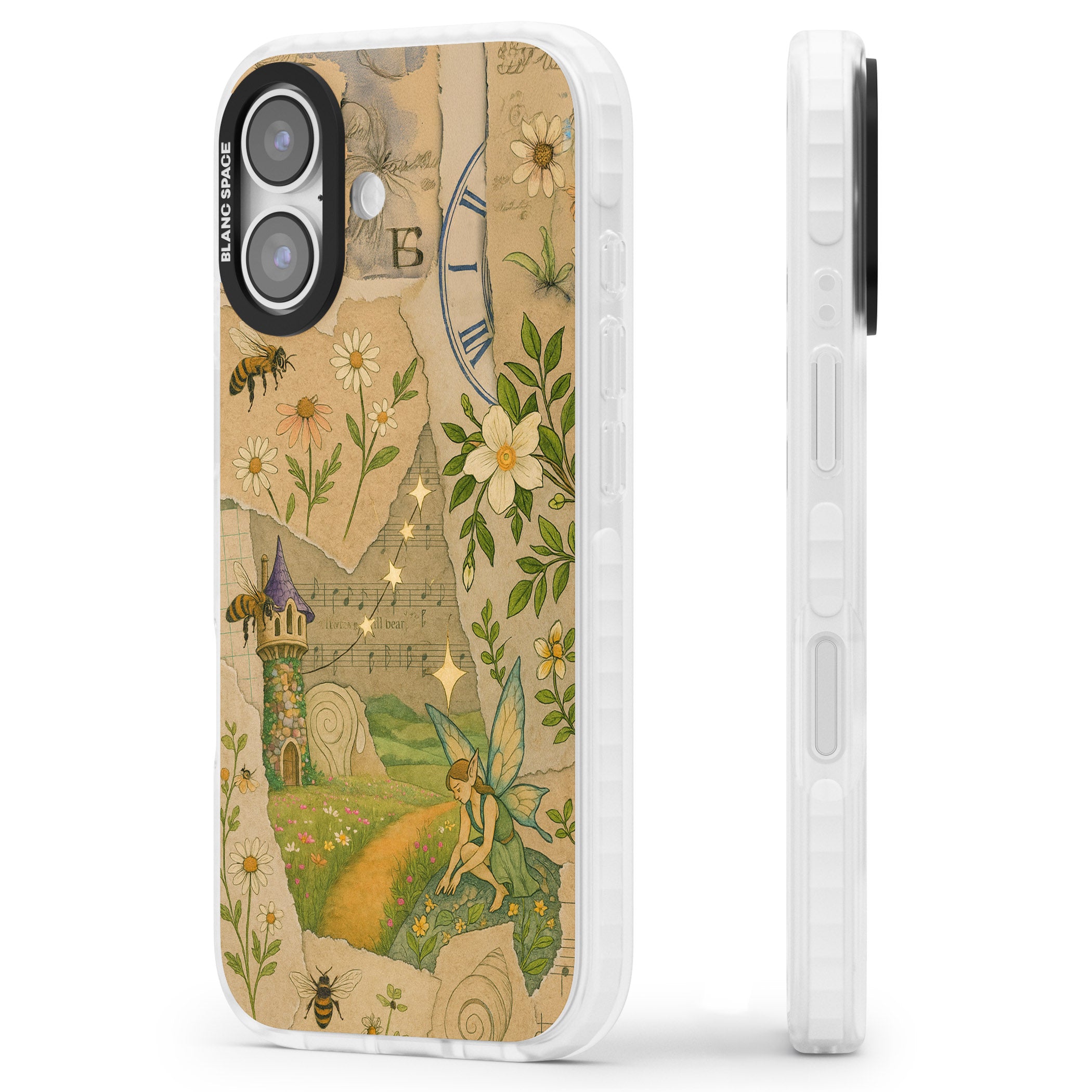 Floral Fairy Collage iPhone 17 Impact Clear Phone Case Side Profile