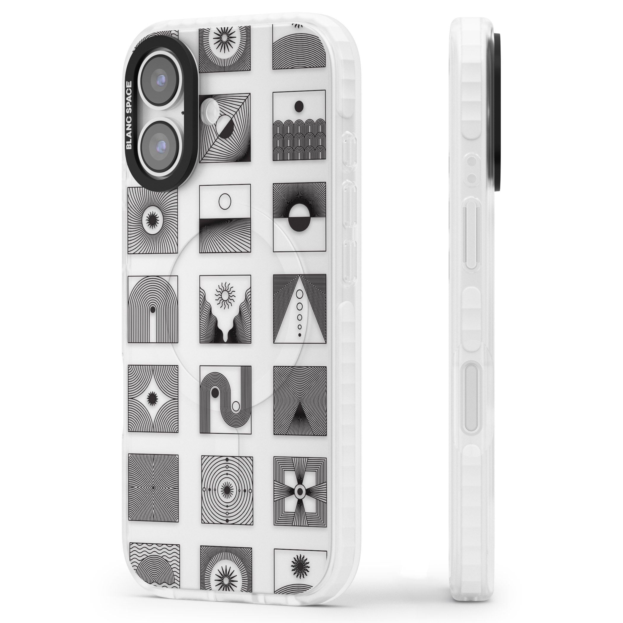 Abstract Geometric iPhone 17 Impact Clear Phone Case Side Profile