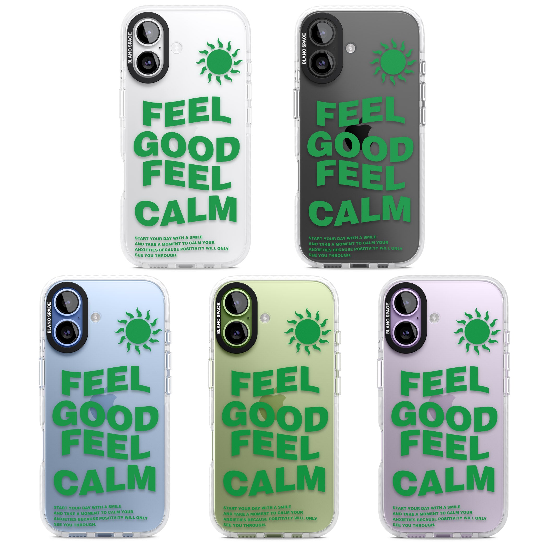 Feel Good Feel Calm (Green) iPhone 17 Impact Clear Phone Case APT Impact Protection