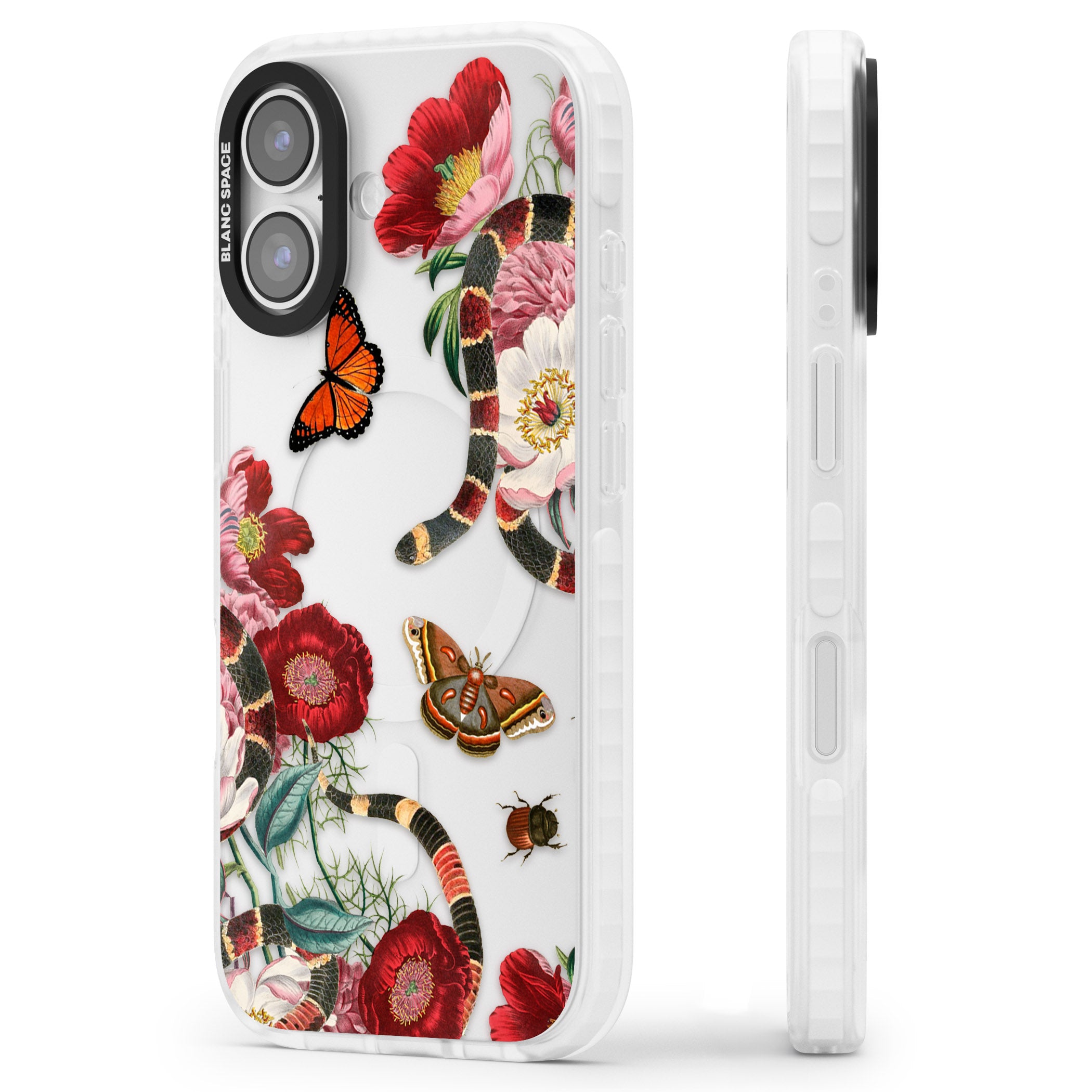 Botanical Snake iPhone 17 Impact Clear Phone Case Side Profile