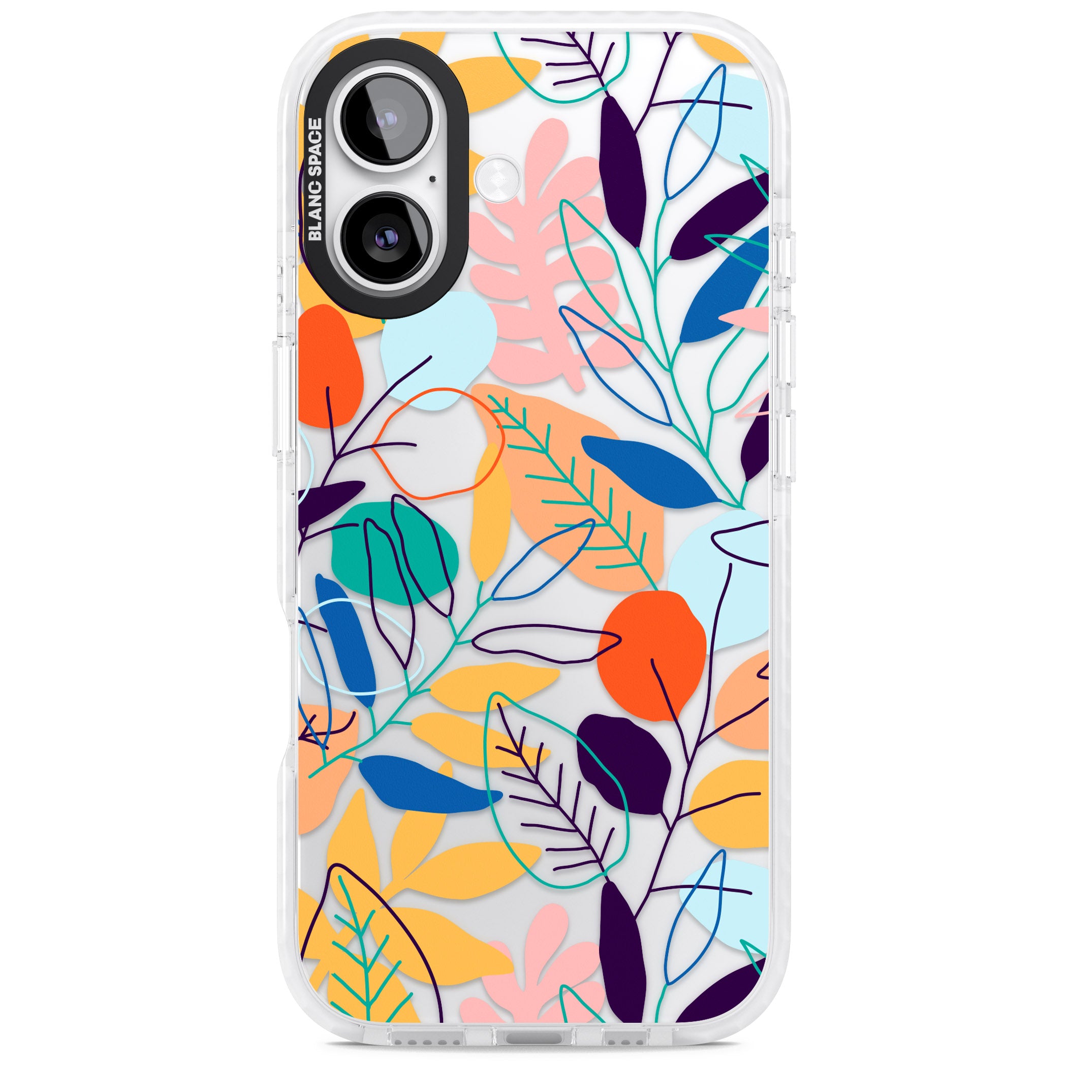 Abstract Line Drawn Leaves iPhone 17 Impact Clear Phone Case